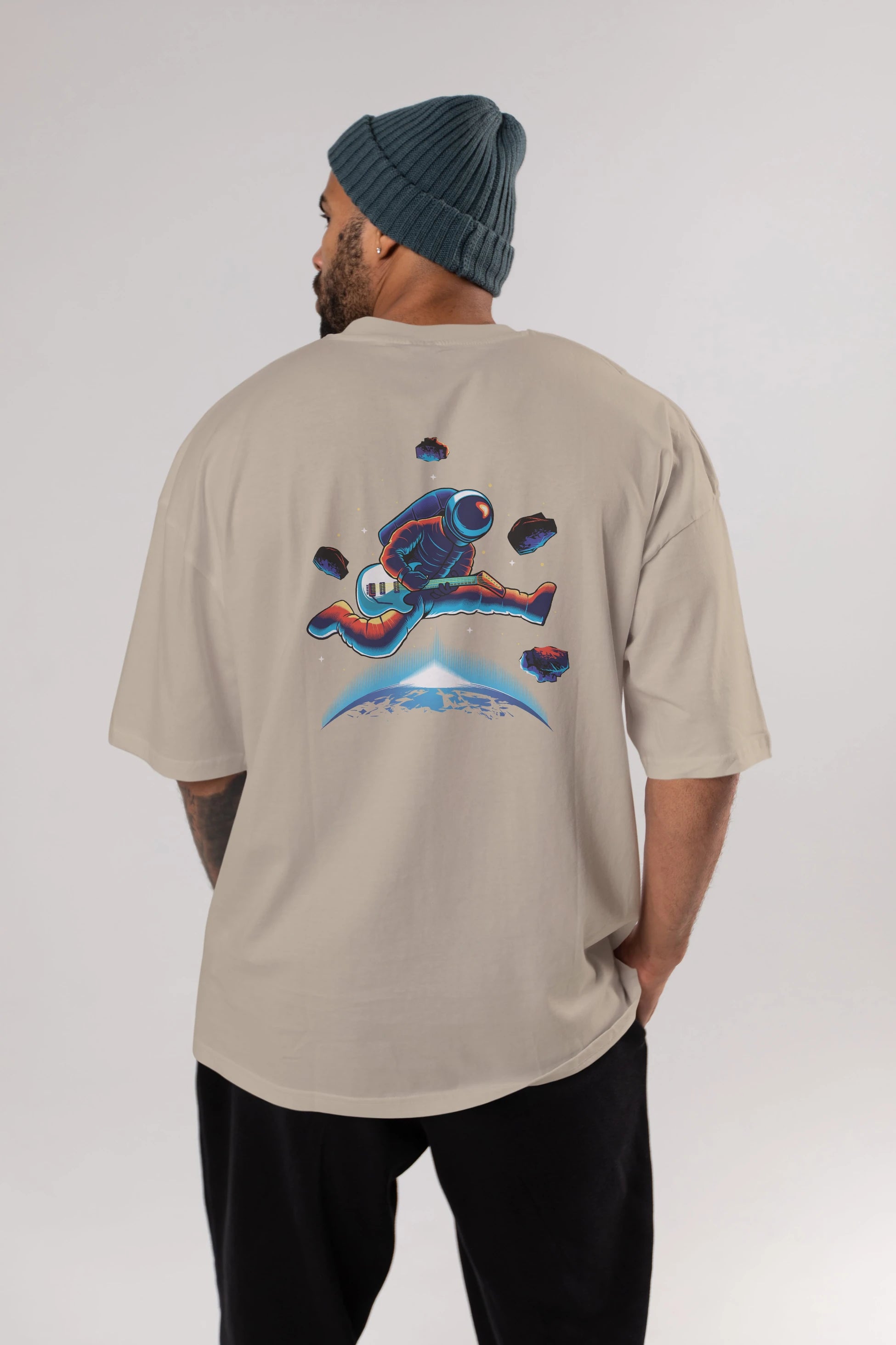 Astroguitar Arka Baskılı Oversize t-shirt Erkek Kadın Unisex