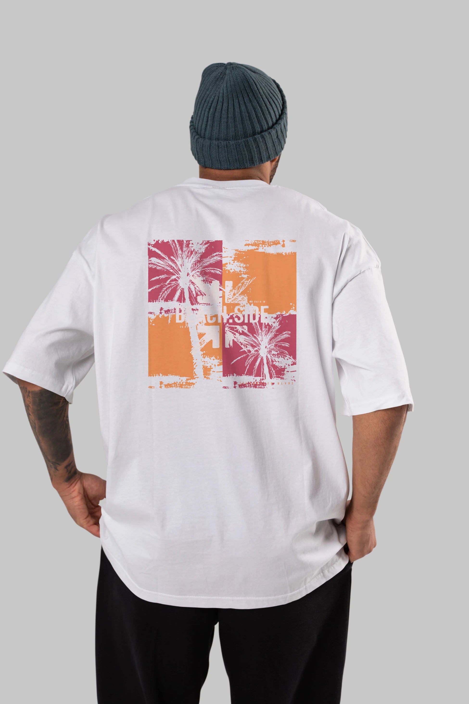 Beach Side Arka Baskılı Oversize t-shirt Erkek Kadın Unisex