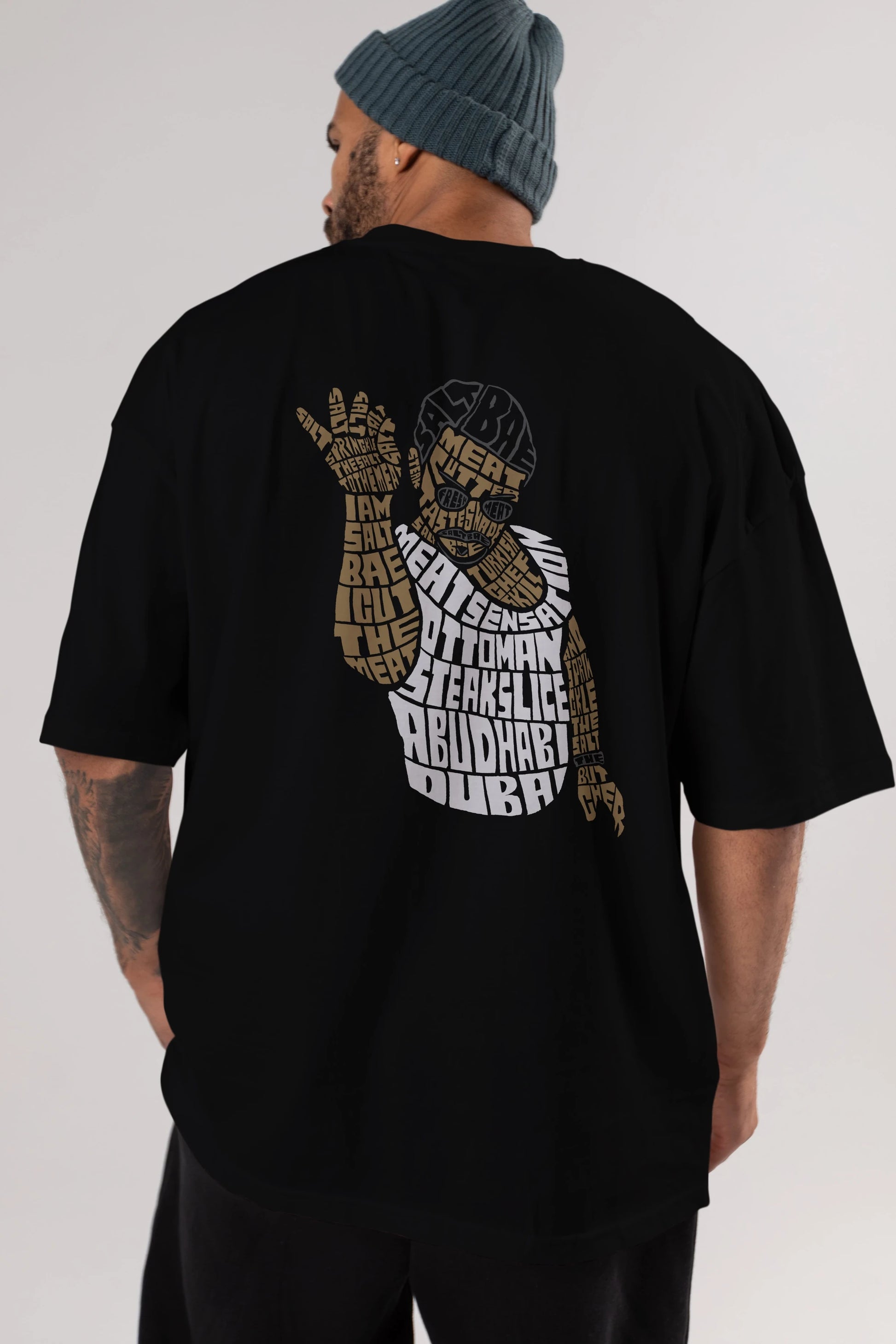 Salt Bae Arka Baskılı Oversize t-shirt %100 pamuk Erkek Kadın Unisex