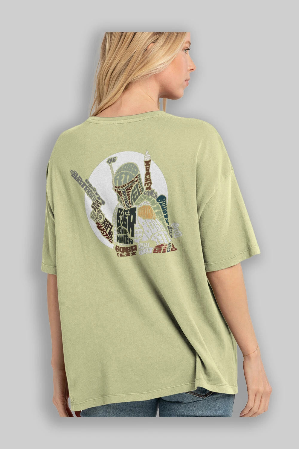 Boba Fett Arka Baskılı Oversize t-shirt %100 pamuk Erkek Kadın Unisex