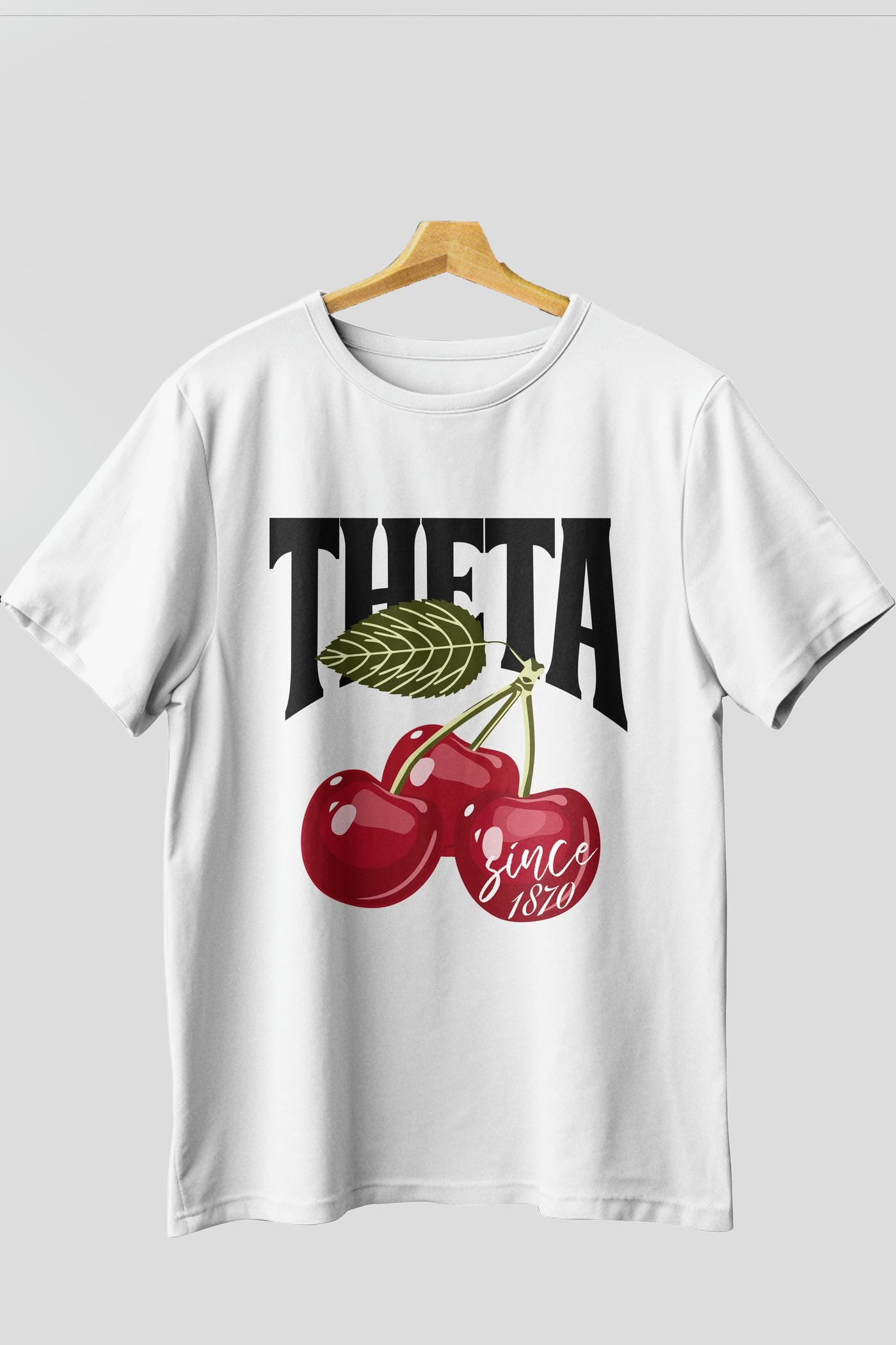 Theta Cherry Cherries Ön Baskılı Oversize t-shirt Erkek Kadın Pamuk Bisiklet Yaka tişort