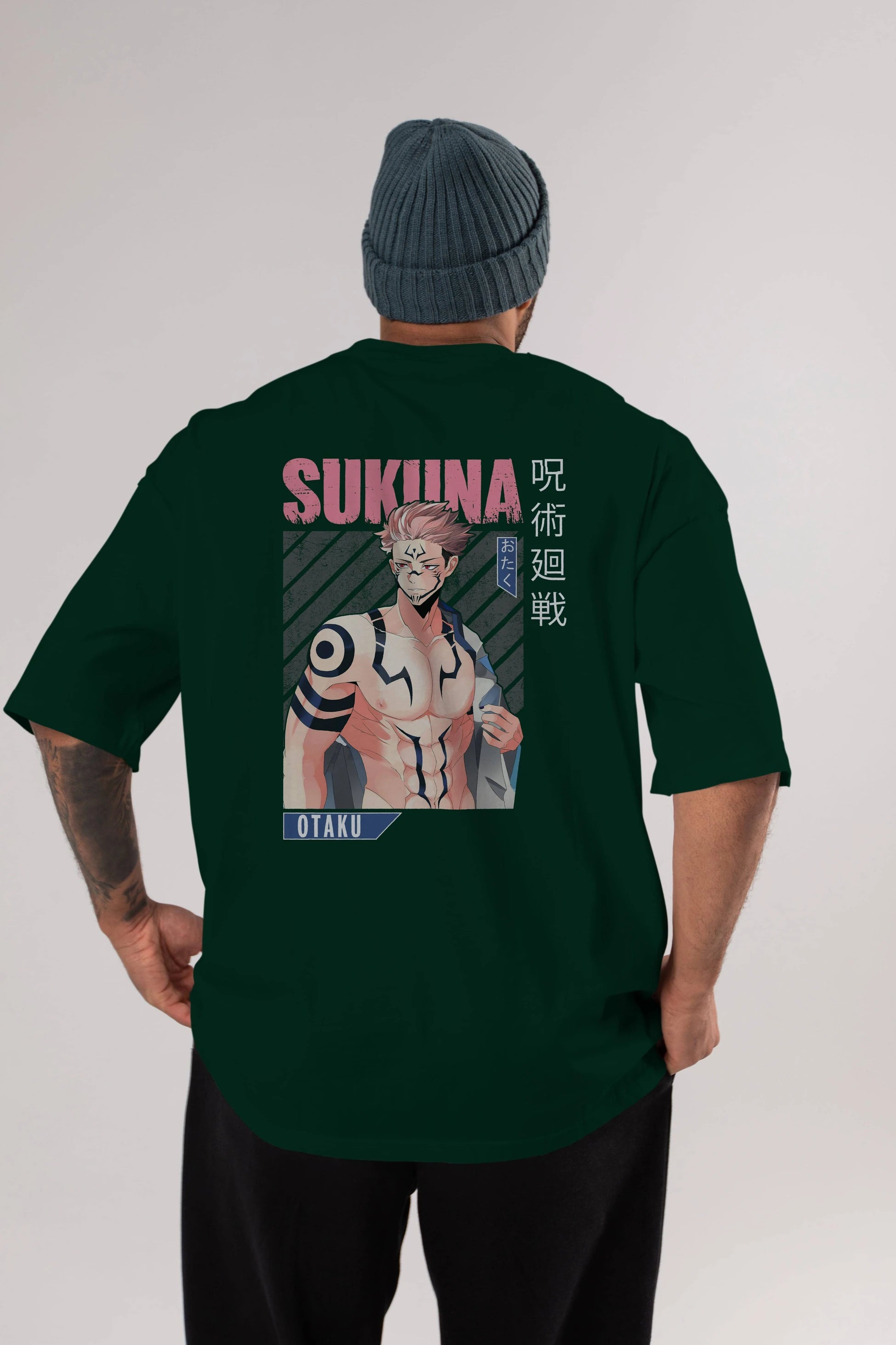 Sukuna Ryoumen 1 Anime Arka Baskılı Oversize t-shirt Erkek Kadın Unisex