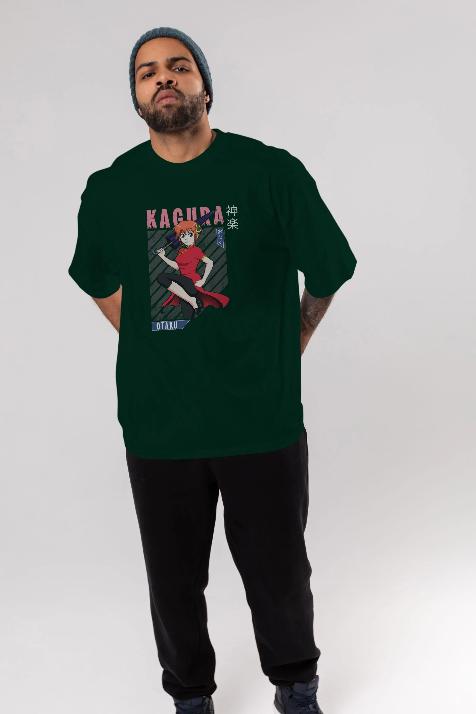 Kagura GINTAMA 1 Anime Ön Baskılı Oversize t-shirt %100 pamuk Erkek Kadın Unisex