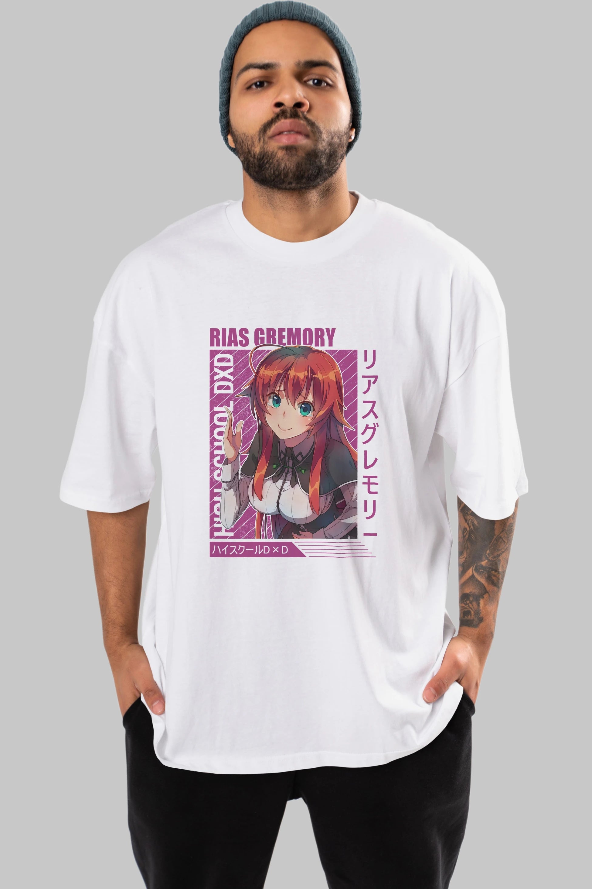 Rias Gremory 10 Anime Ön Baskılı Oversize t-shirt %100 pamuk Erkek Kadın Unisex