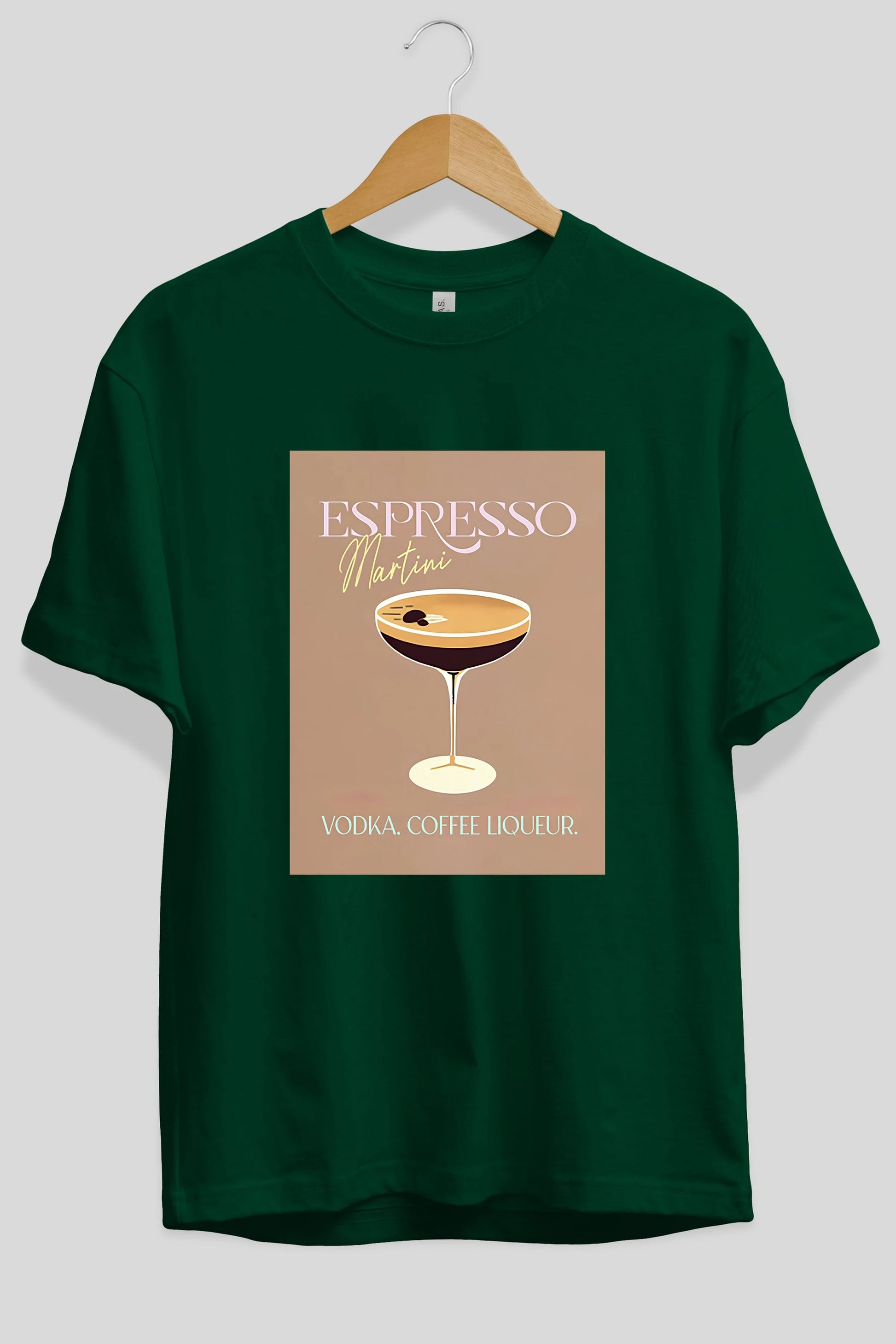 Espresso Martini Cocktail Ön Baskılı Oversize t-shirt Erkek Kadın Unisex %100 Pamuk Bisiklet Yaka tişort