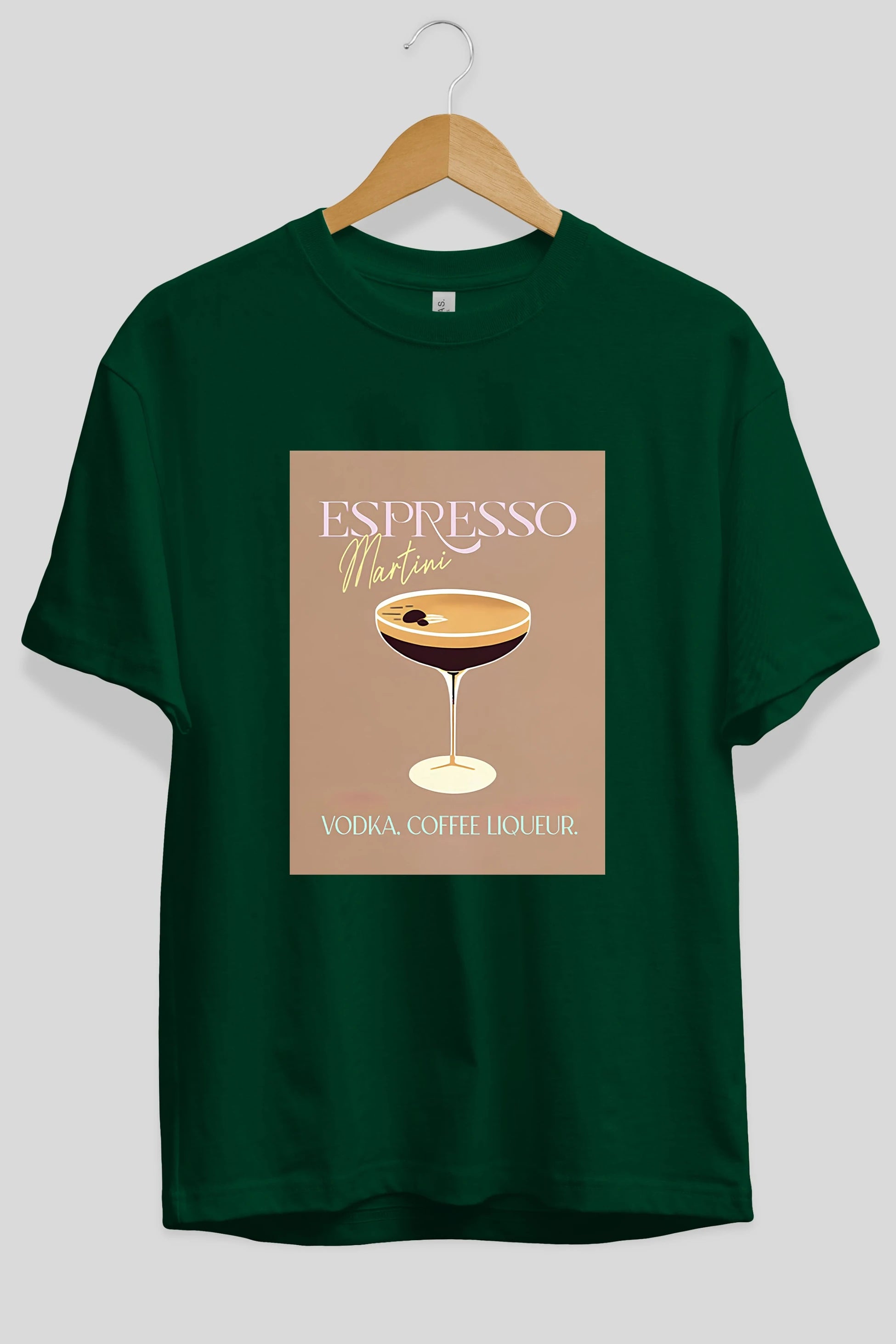Espresso Martini Cocktail Ön Baskılı Oversize t-shirt Erkek Kadın Unisex %100 Pamuk Bisiklet Yaka tişort