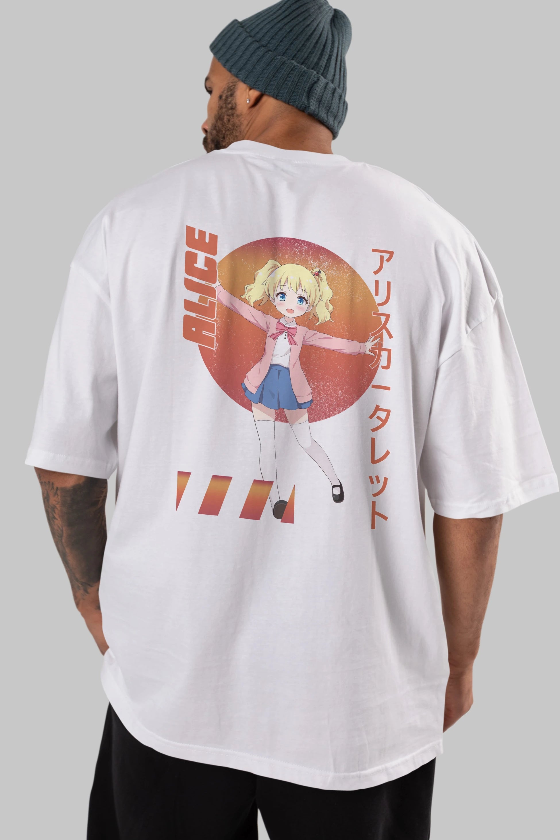 Alice Cartelet 15 Anime Arka Baskılı Oversize t-shirt Erkek Kadın Unisex