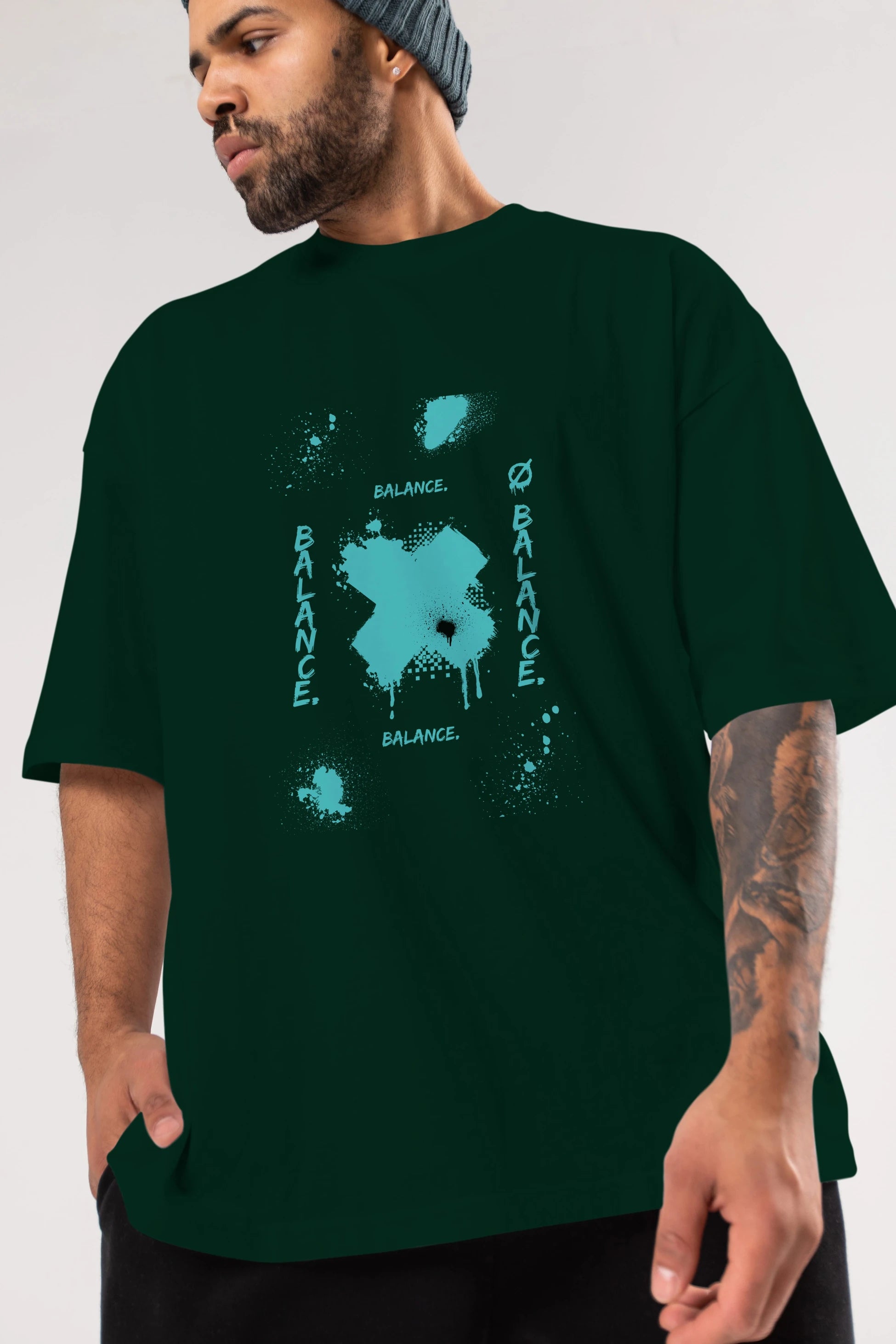 Balance Balance Yazılı Ön Baskılı Oversize t-shirt Erkek Kadın Unisex
