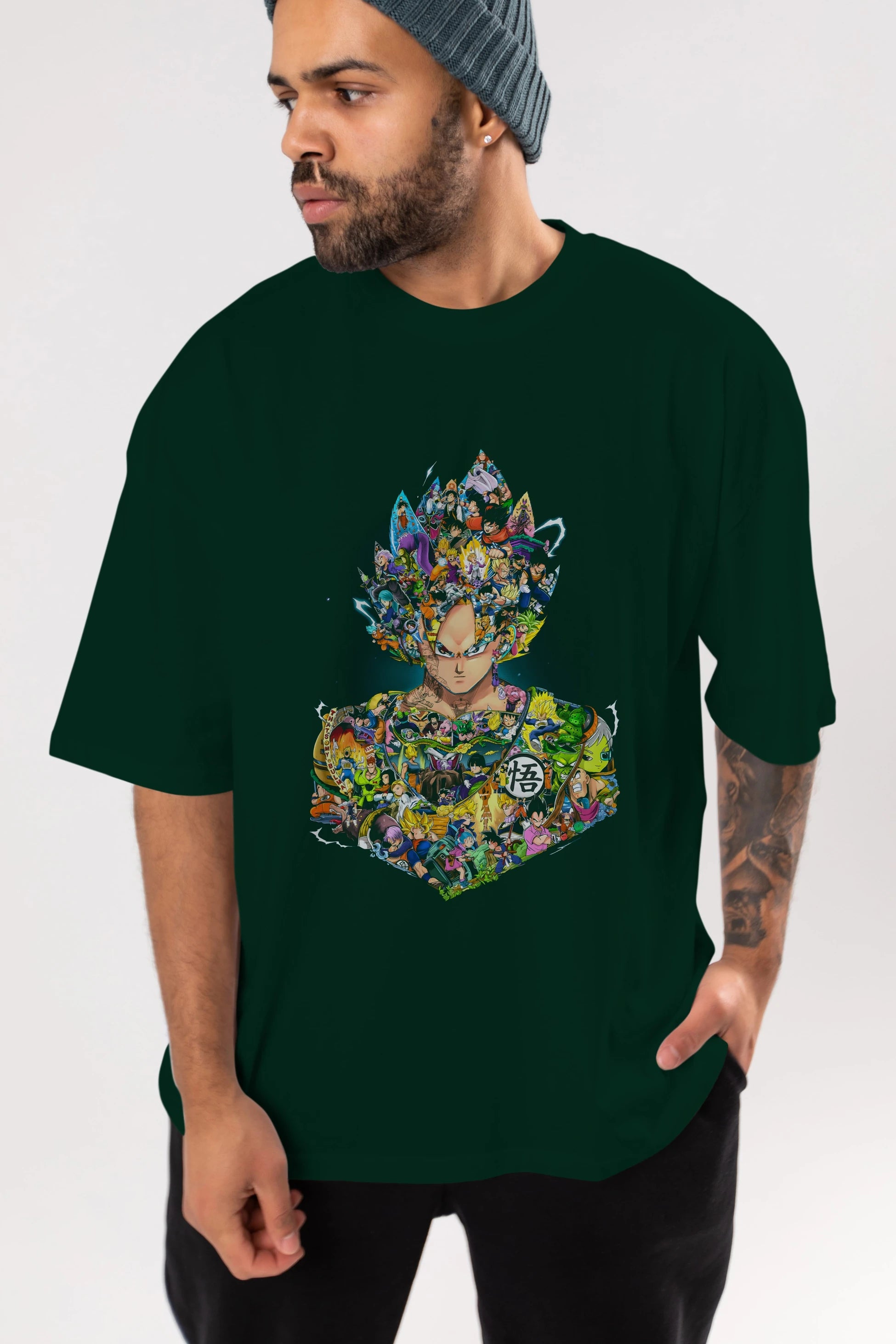 DRAGON BALL ART Anime Ön Baskılı Oversize t-shirt %100 pamuk Erkek Kadın Unisex