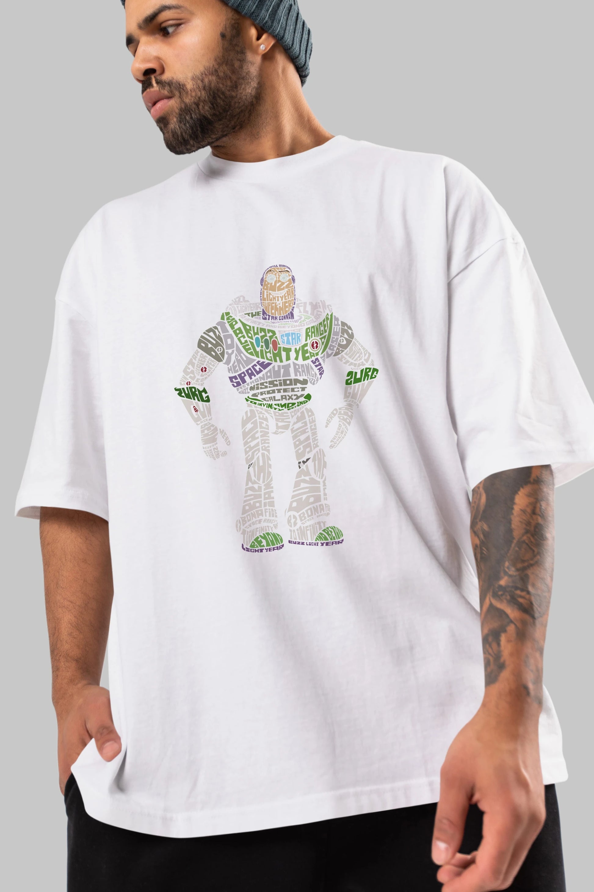Buzz Ön Baskılı Oversize t-shirt %100 pamuk Erkek Kadın Unisex