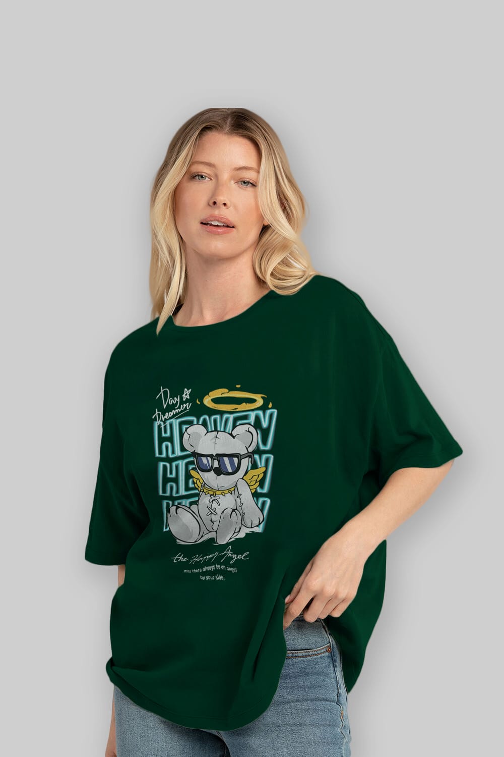Heaven Bear Ön Baskılı Oversize t-shirt Erkek Kadın Unisex