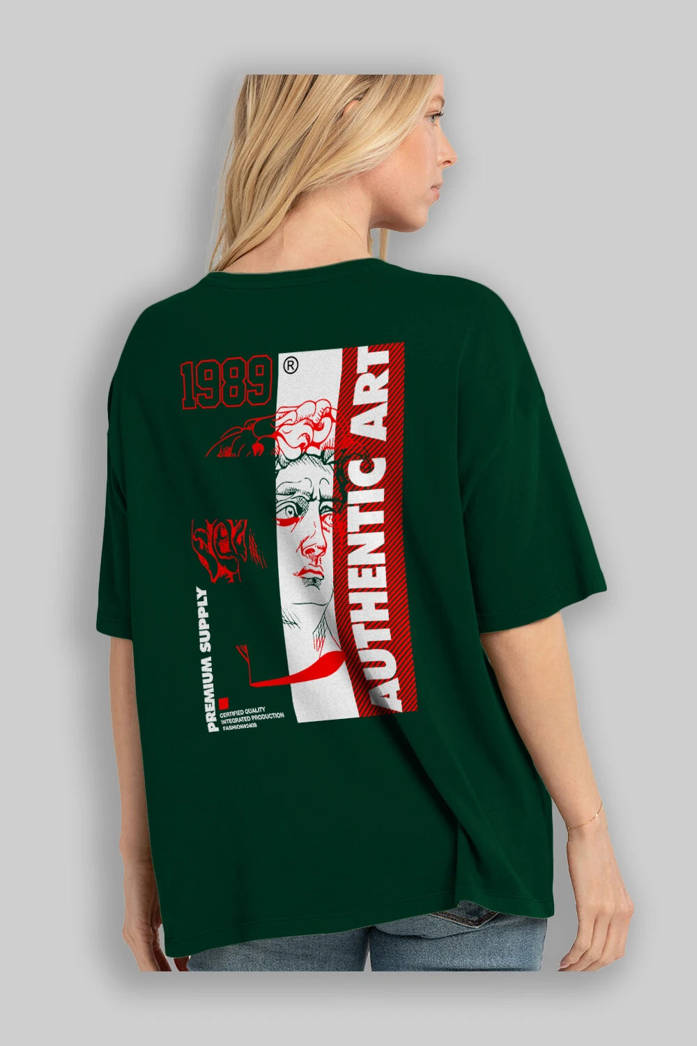 Authentic Art Arka Baskılı Oversize t-shirt Erkek Kadın Unisex