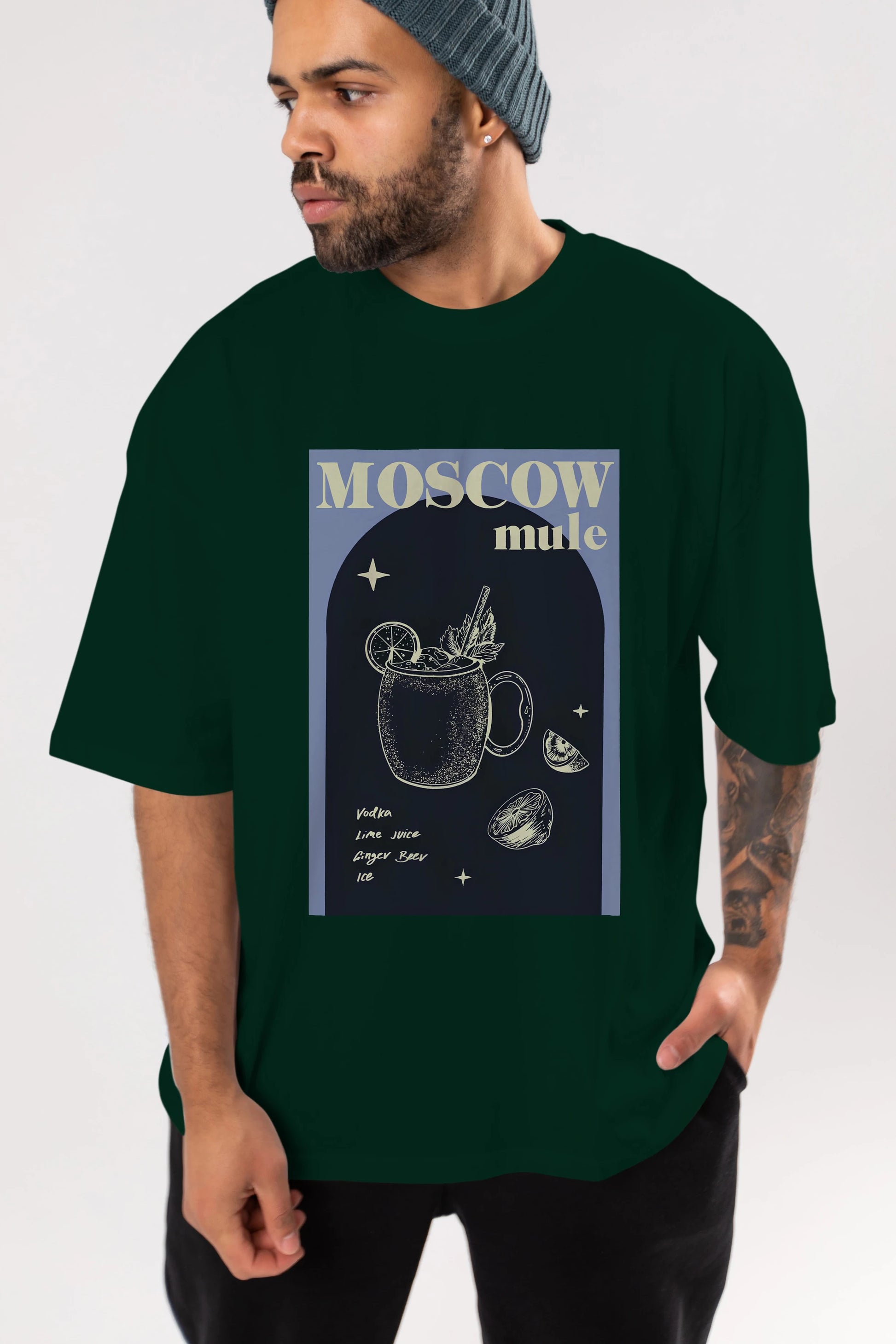 Moscow Mule Ön Baskılı Oversize t-shirt Erkek Kadın Unisex %100 Pamuk Bisiklet Yaka tişort