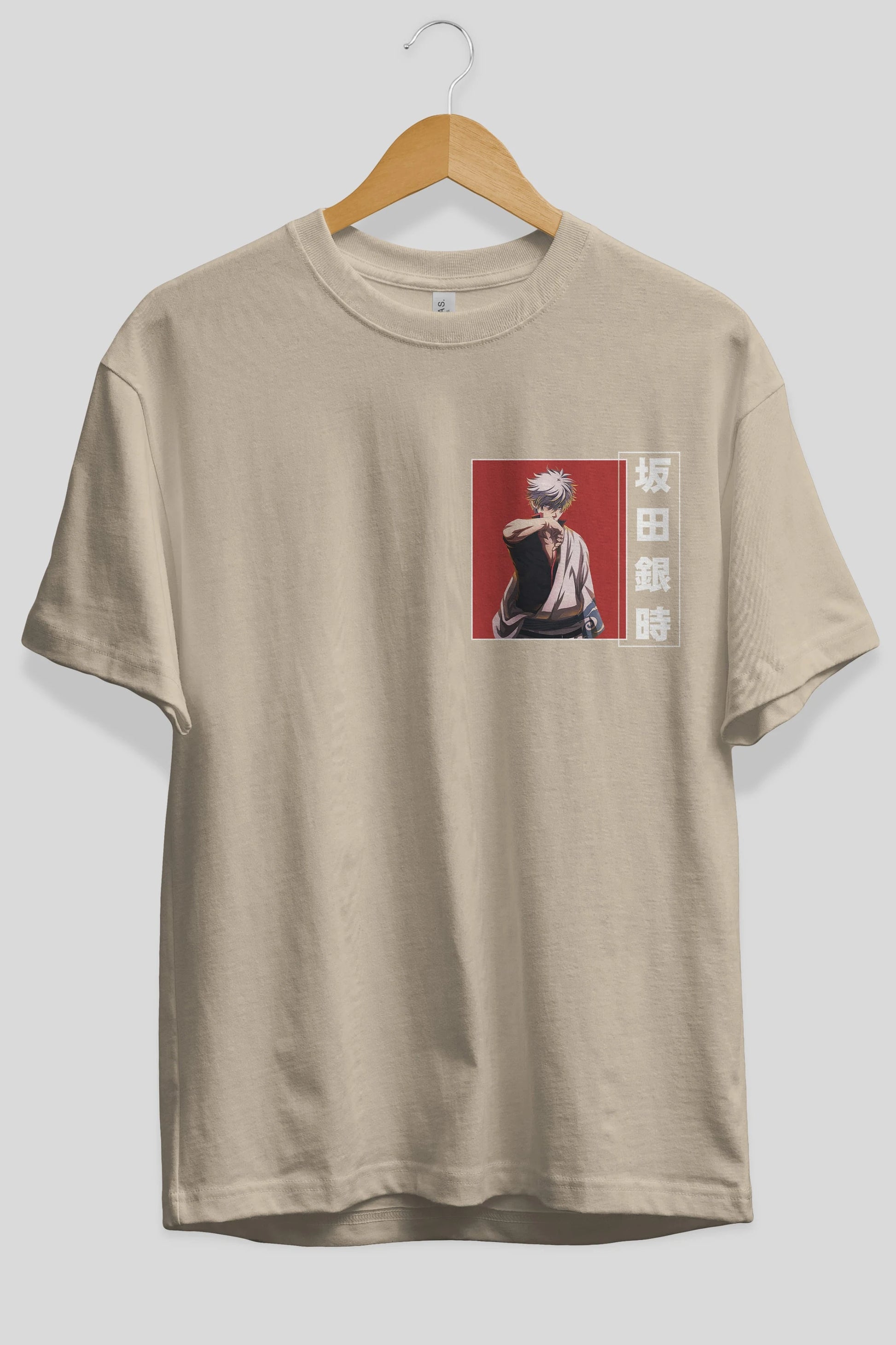 Gintoki Sakata GINTAMA 1 Ön Sol Baskılı Oversize t-shirt Erkek Kadın Unisex %100 Pamuk Bisiklet Yaka tişort