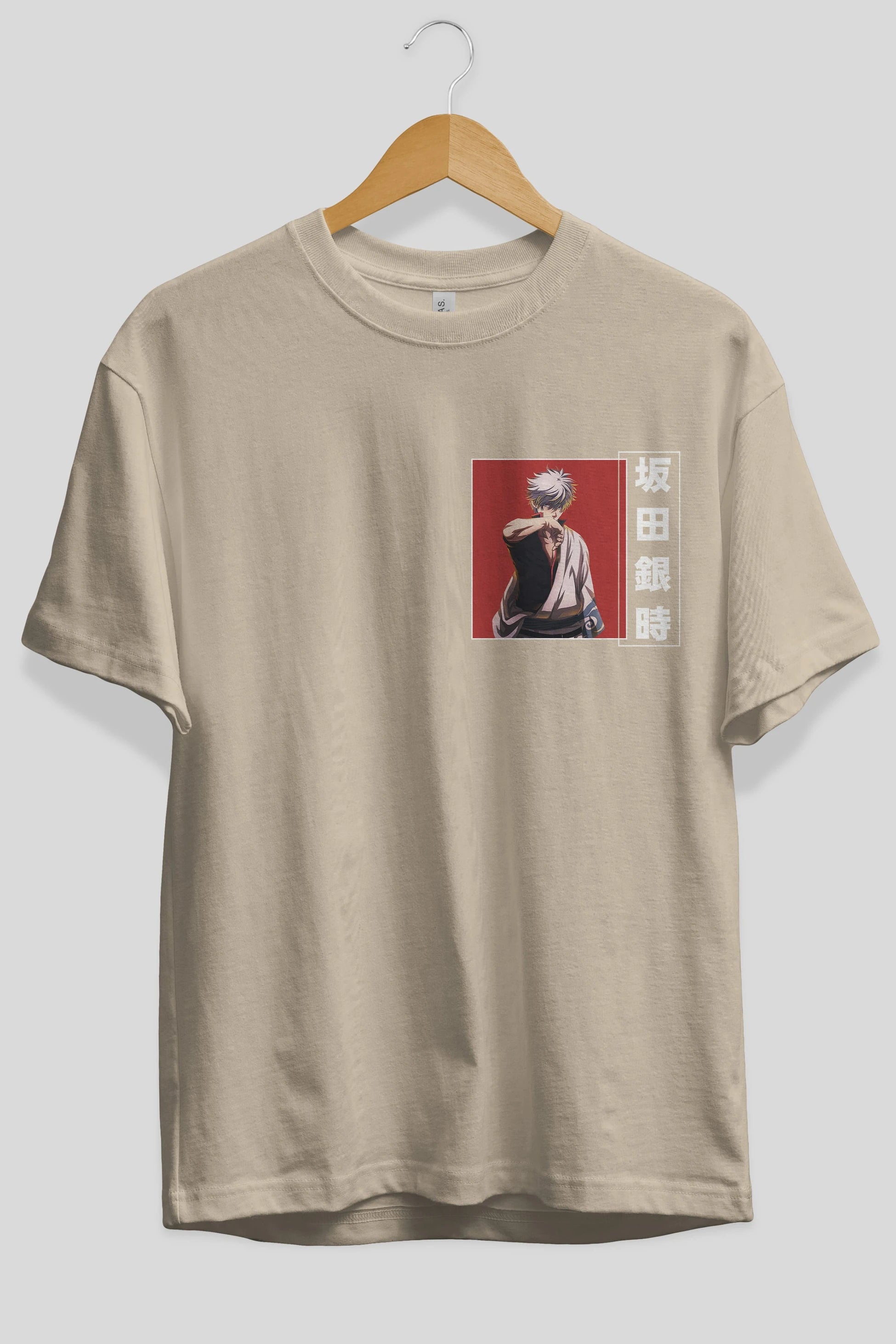 Gintoki Sakata GINTAMA 1 Ön Sol Baskılı Oversize t-shirt Erkek Kadın Unisex %100 Pamuk Bisiklet Yaka tişort