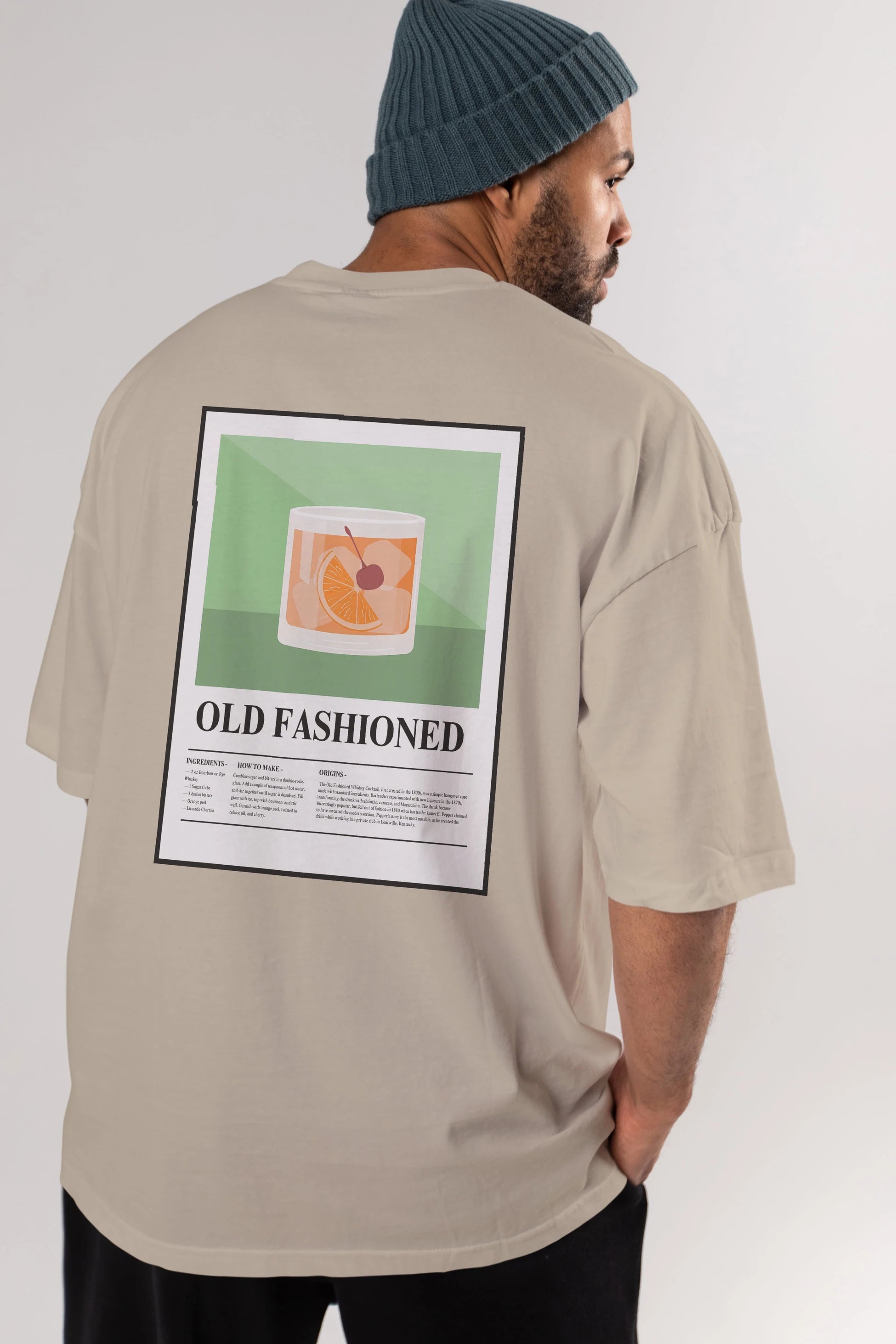 Old Fashioned Arka Baskılı Oversize t-shirt Erkek Kadın Unisex %100 Pamuk Bisiklet Yaka tişort
