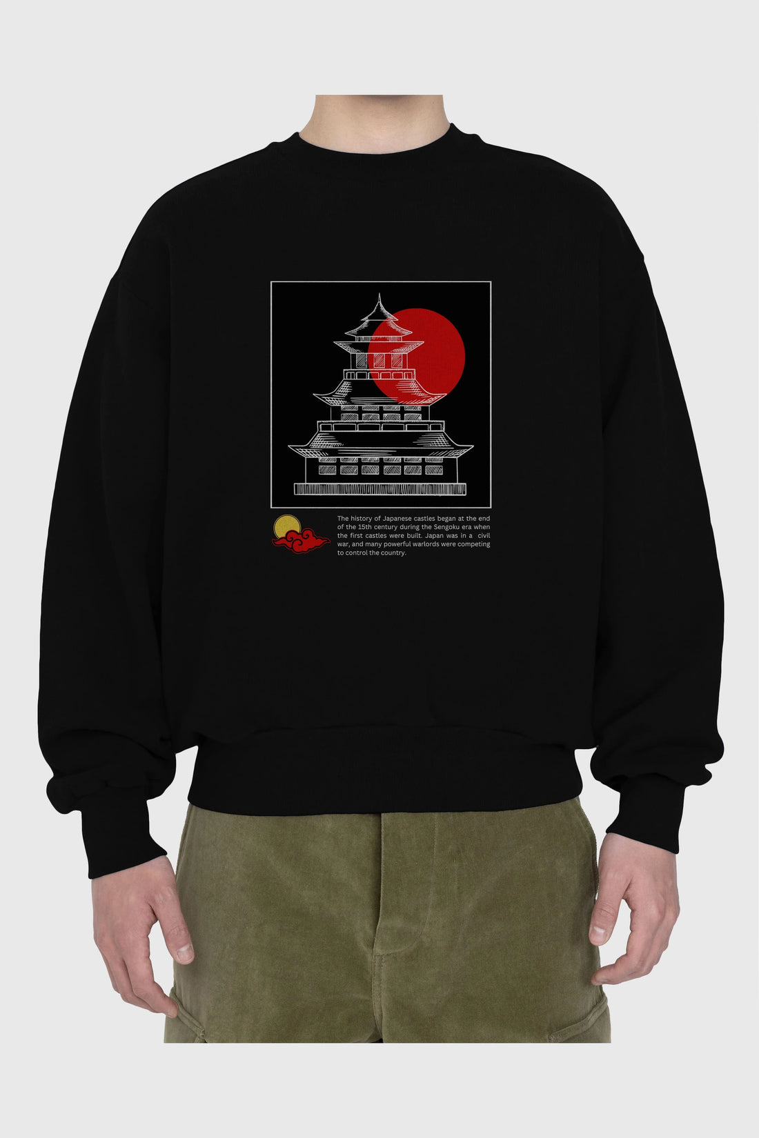 Retro Japanese Ön Baskılı Oversize Sweatshirt Erkek Kadın Unisex
