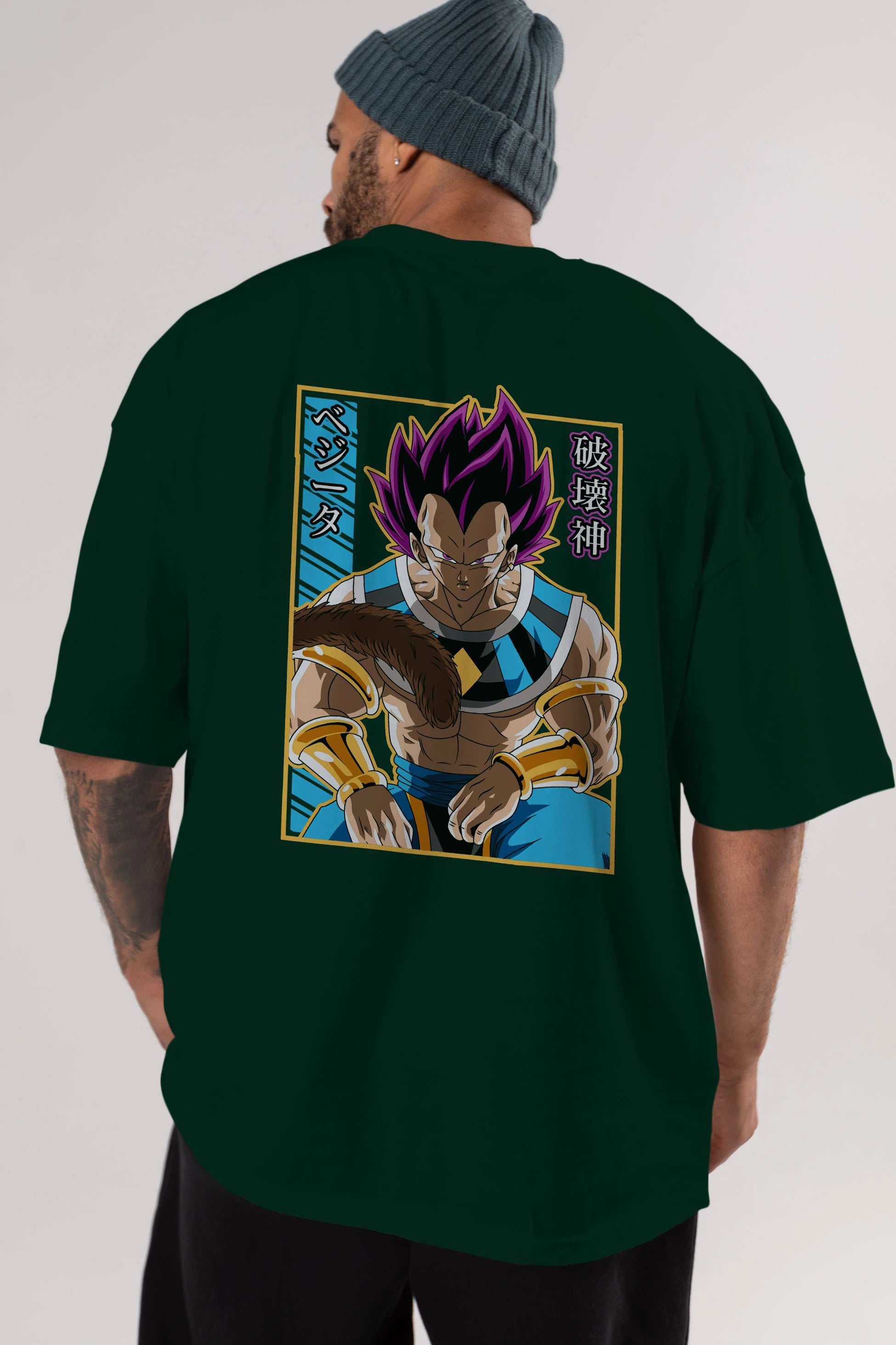 DragonBall VegetaHakaishin Anime Arka Baskılı Oversize t-shirt Erkek Kadın Unisex