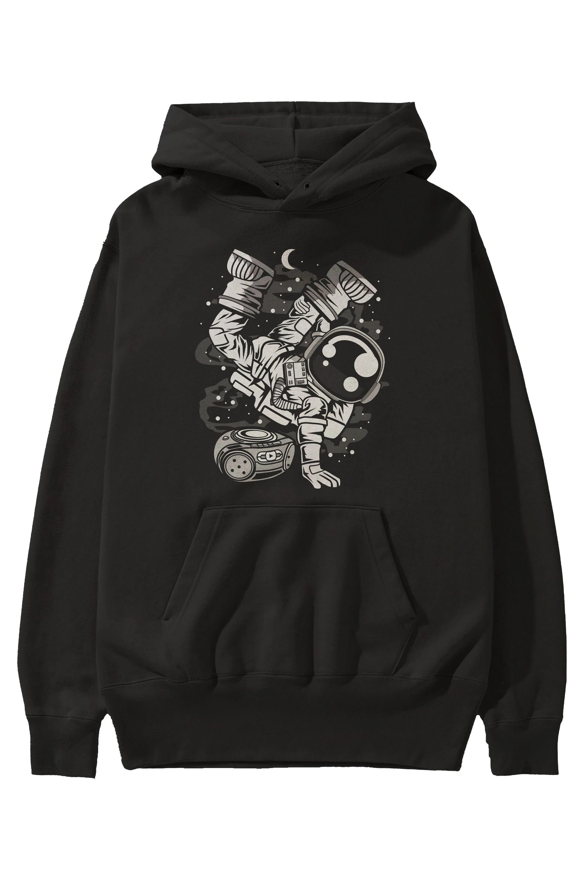 Space Breakdance Ön Baskılı Hoodie Oversize Kapüşonlu Sweatshirt Erkek Kadın Unisex