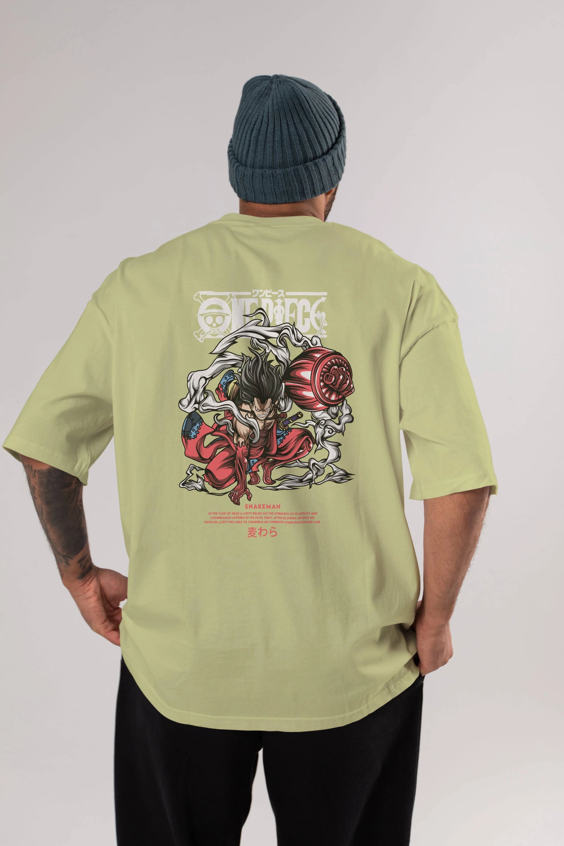 One Piece Snakeman Anime Arka Baskılı Oversize t-shirt Erkek Kadın Unisex
