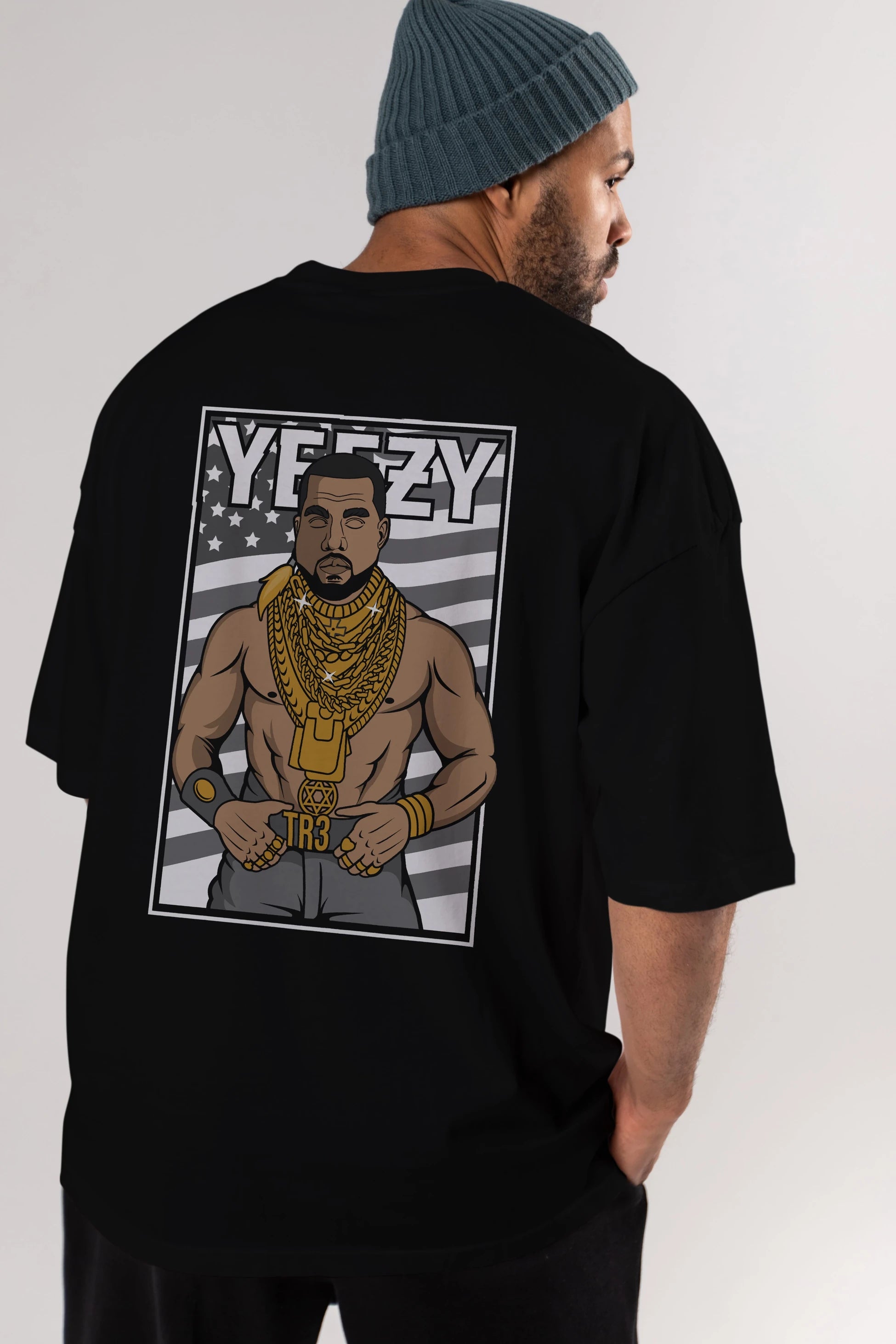 Mr.T Arka Baskılı Oversize t-shirt Erkek Kadın Unisex %100 Pamuk tişort