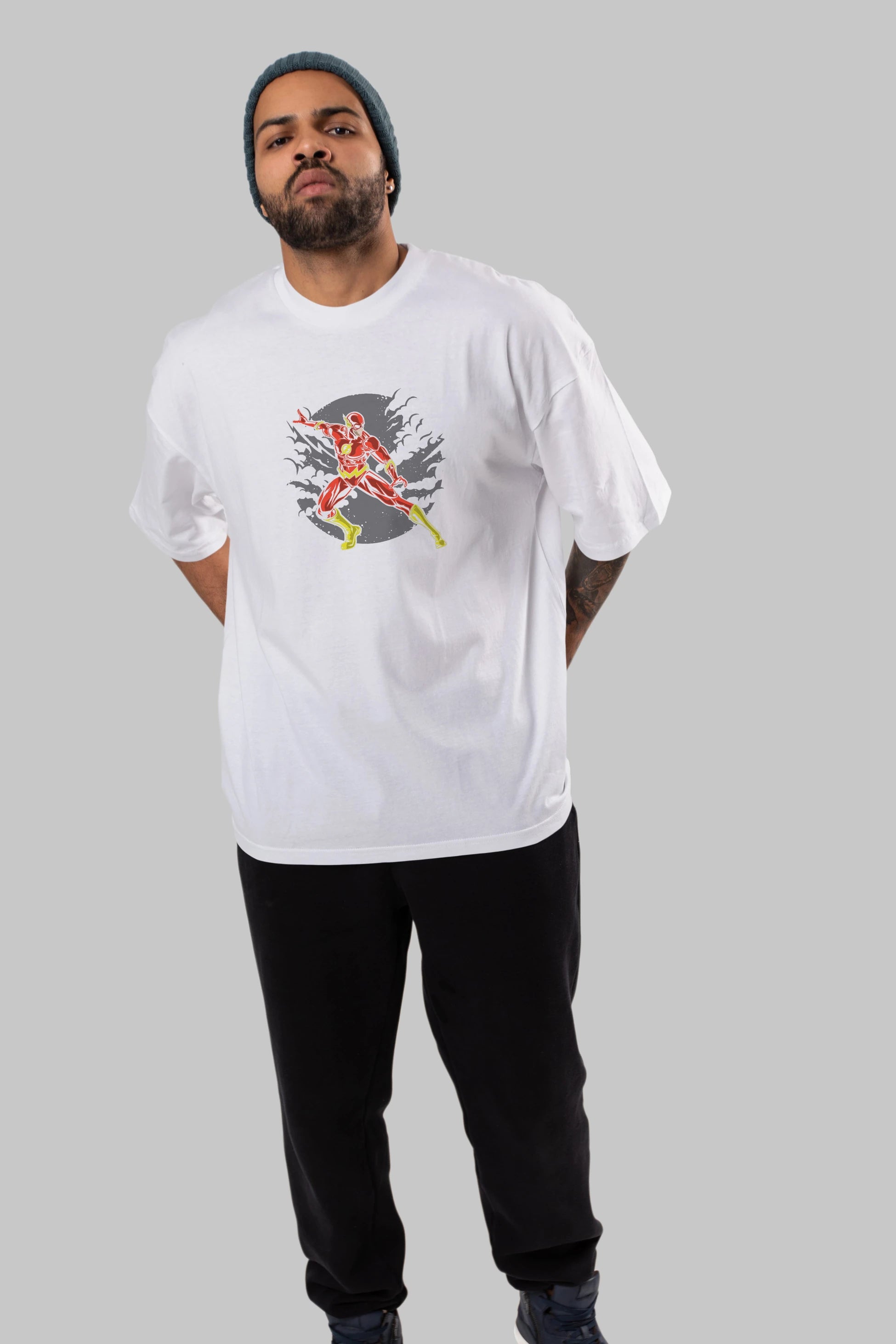 The Flash Ön Baskılı Oversize t-shirt Erkek Kadın Unisex %100 Pamuk tişort