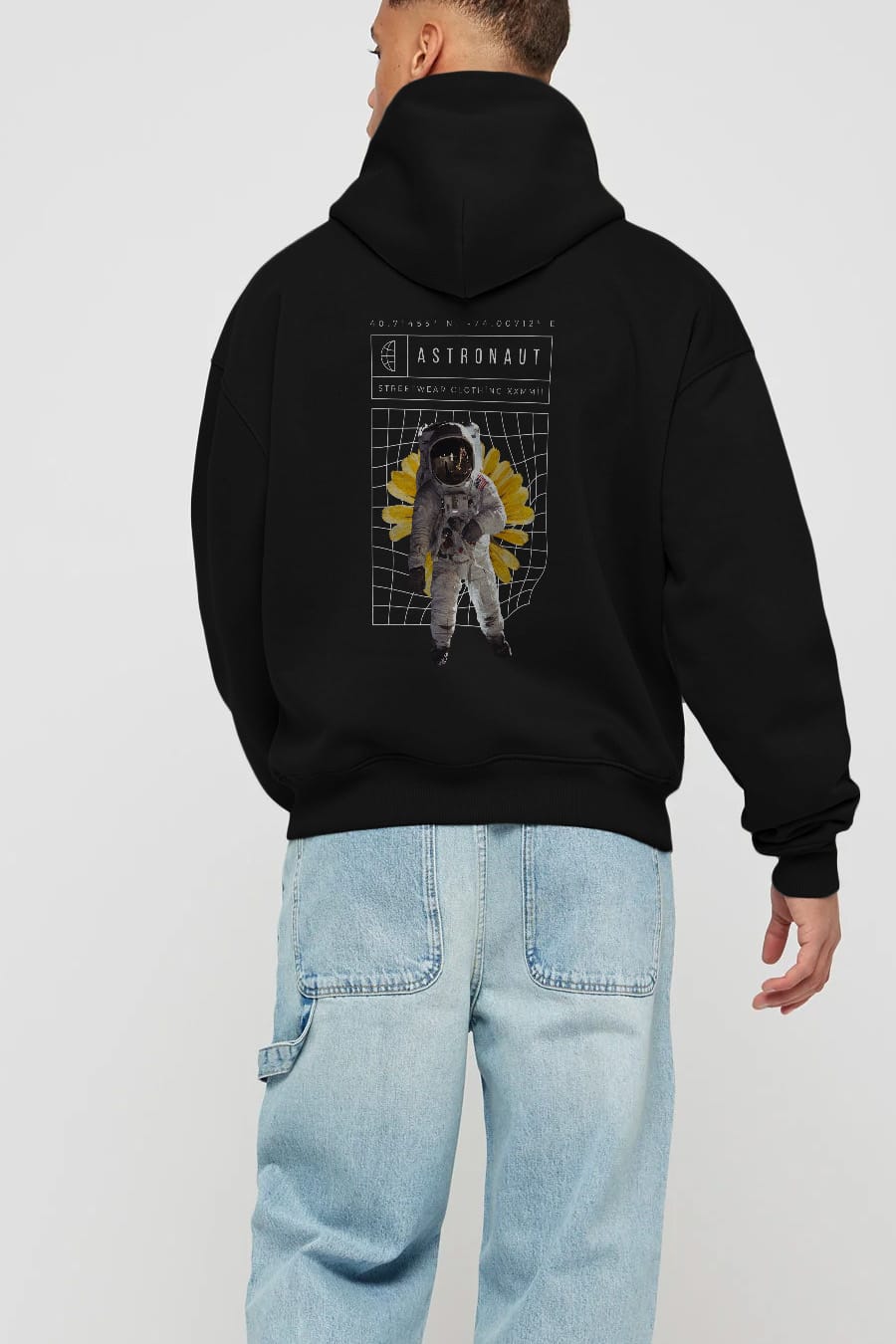 Astronaut Streetwear Arka Baskılı Oversize Hoodie Kapüşonlu Sweatshirt Erkek Kadın Unisex