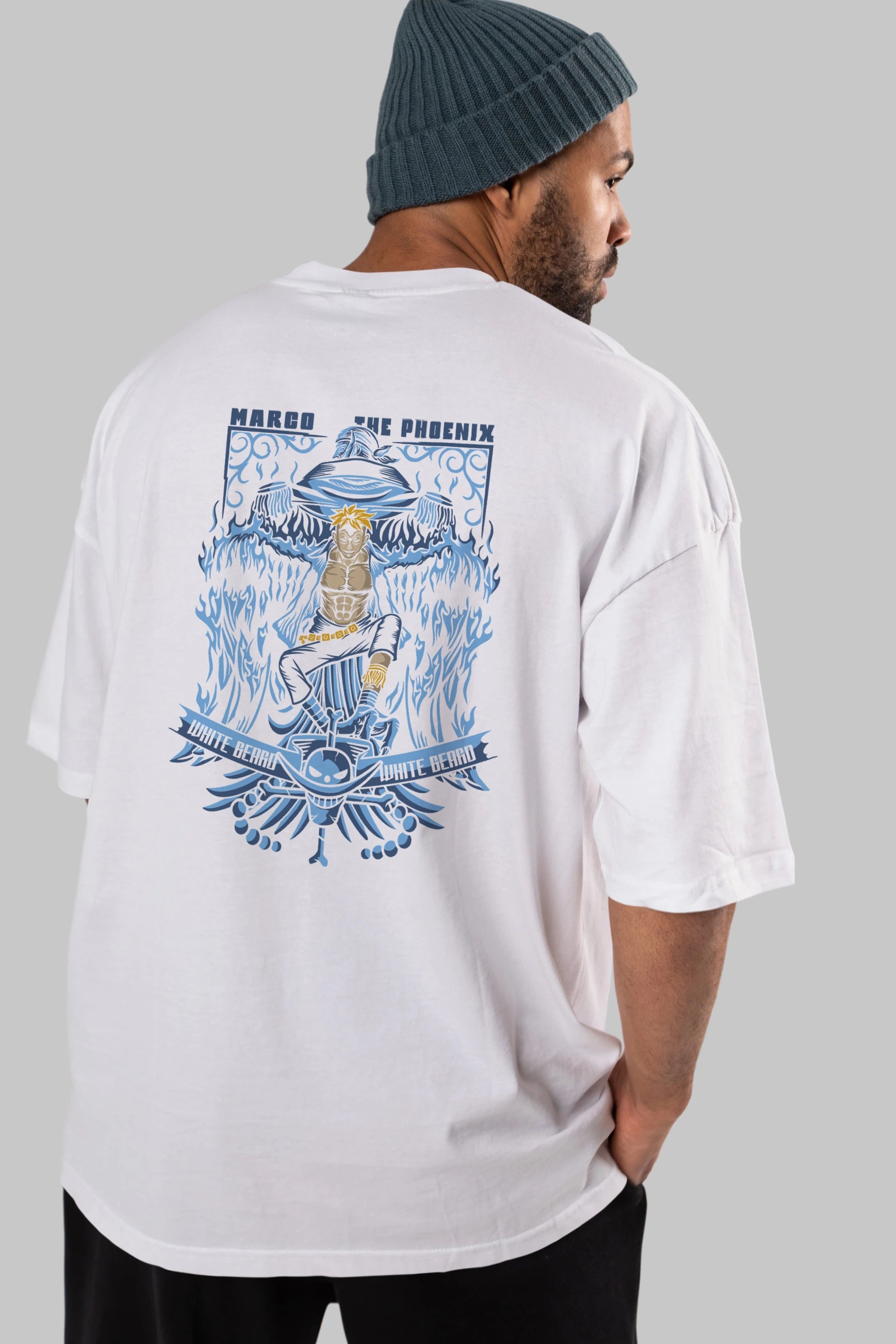 MARCO EL FENIX One Piece Anime Arka Baskılı Oversize t-shirt Erkek Kadın Unisex