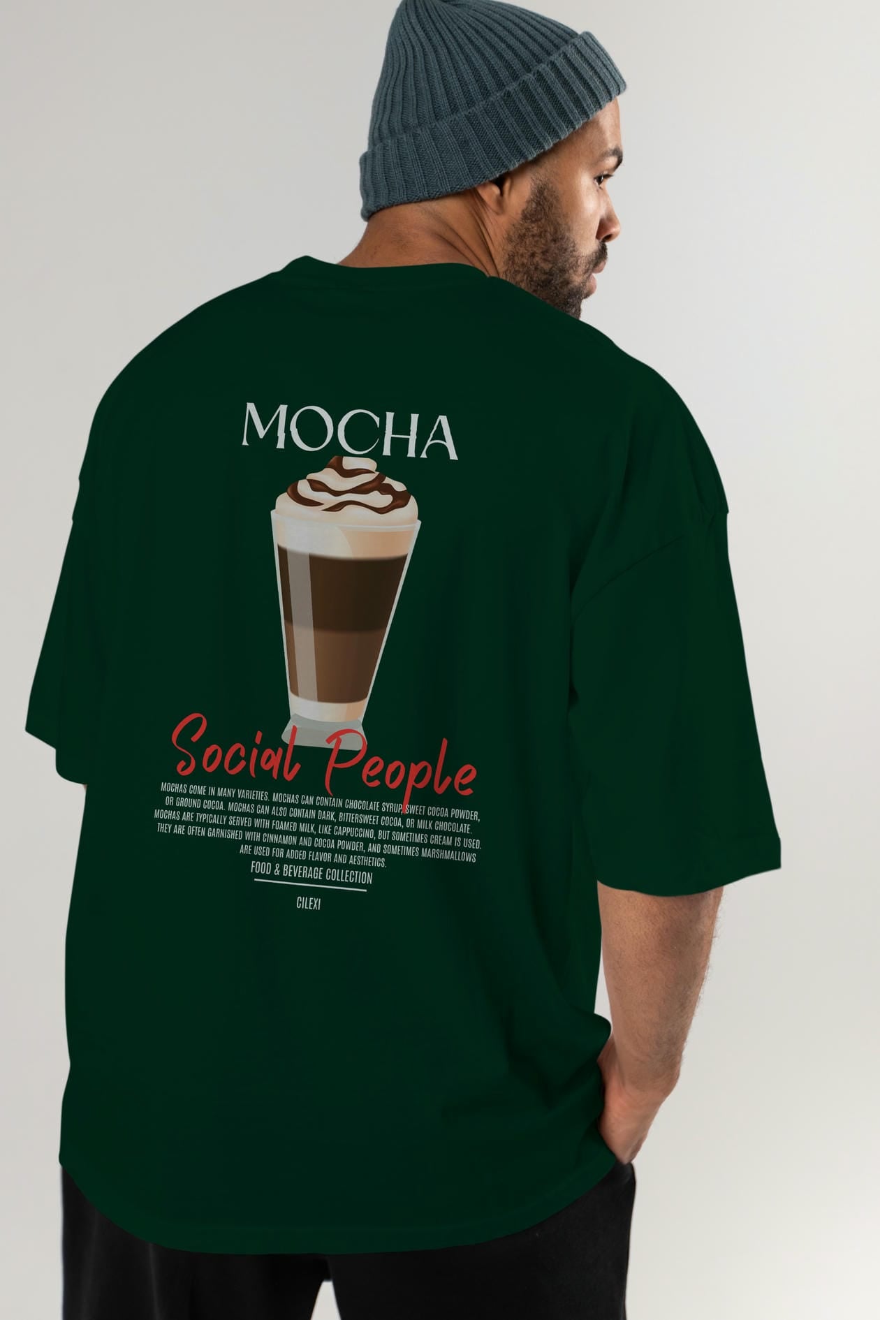 Mocha Kokteyl Serisi Baskılı Oversize t-shirt Erkek Kadın Unisex %100 Pamuk Bisiklet Yaka tişort