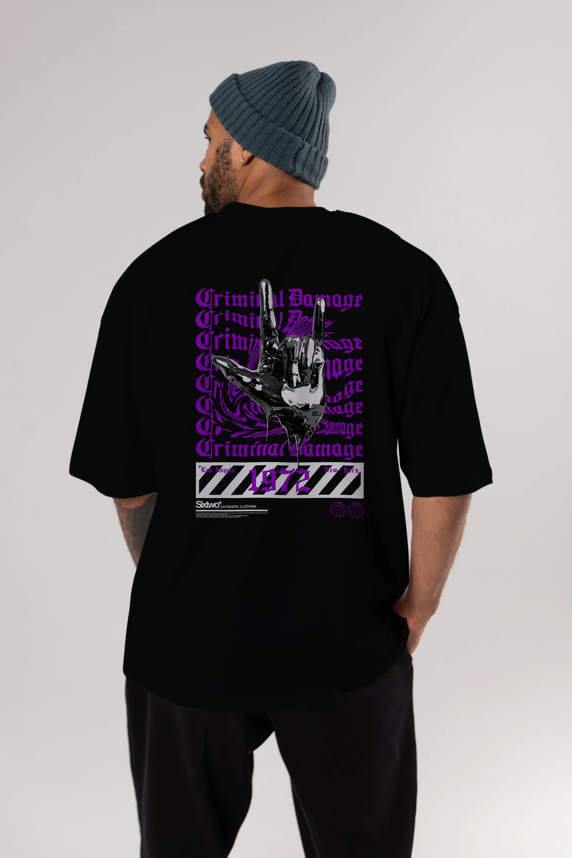 Criminal Damage 2 Arka Baskılı Oversize t-shirt Erkek Kadın Unisex