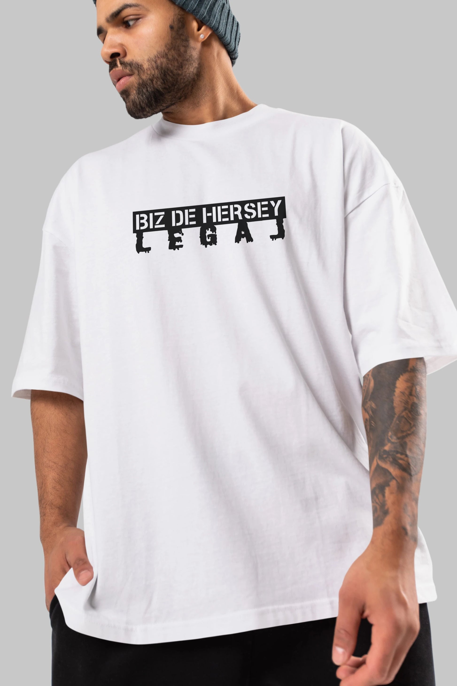 Biz De Herşey Legal Ön Baskılı Oversize t-shirt %100 pamuk Erkek Kadın Unisex