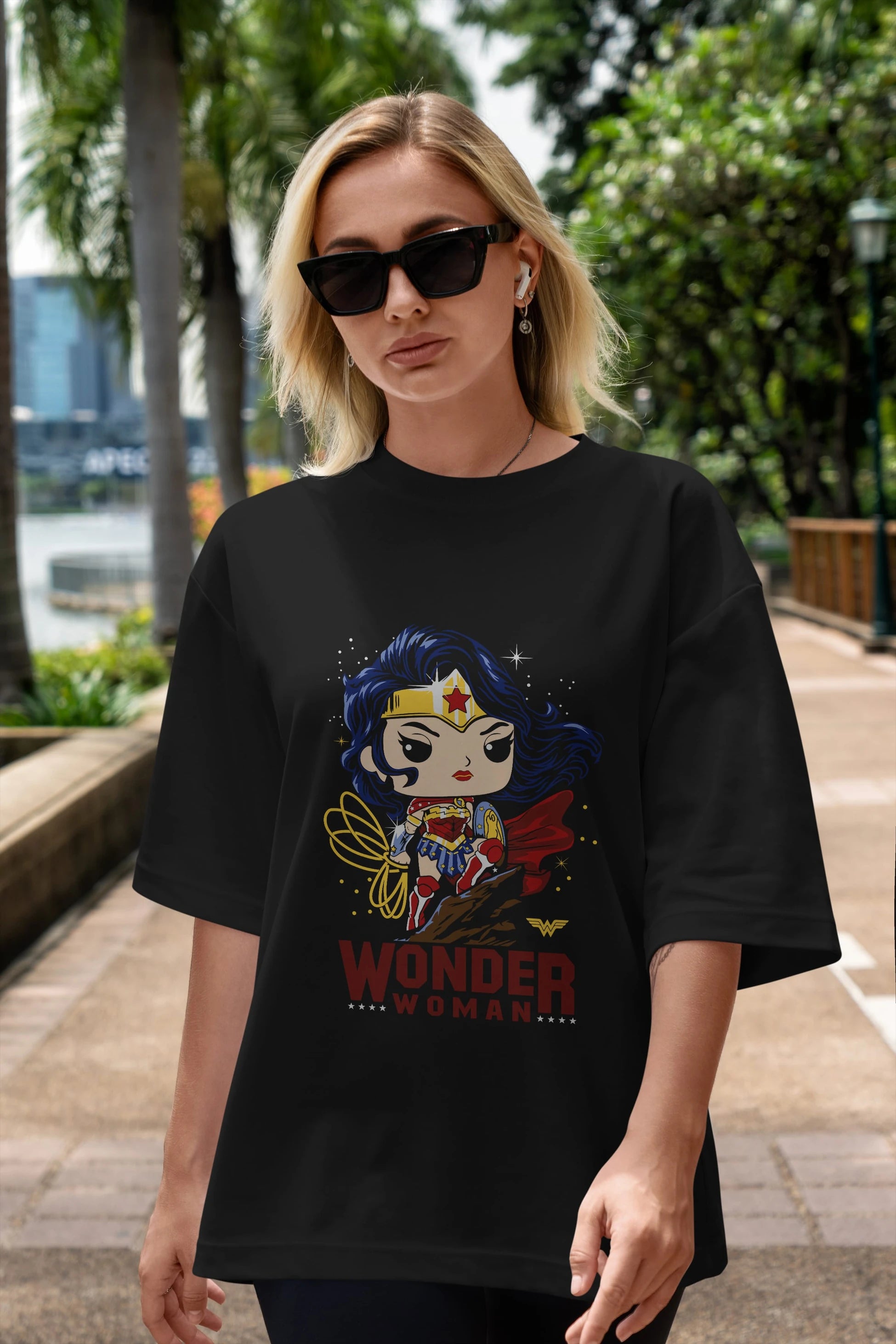 Wonder Woman (2) Ön Baskılı Oversize t-shirt Erkek Kadın Unisex %100 Pamuk Bisiklet Yaka tişort