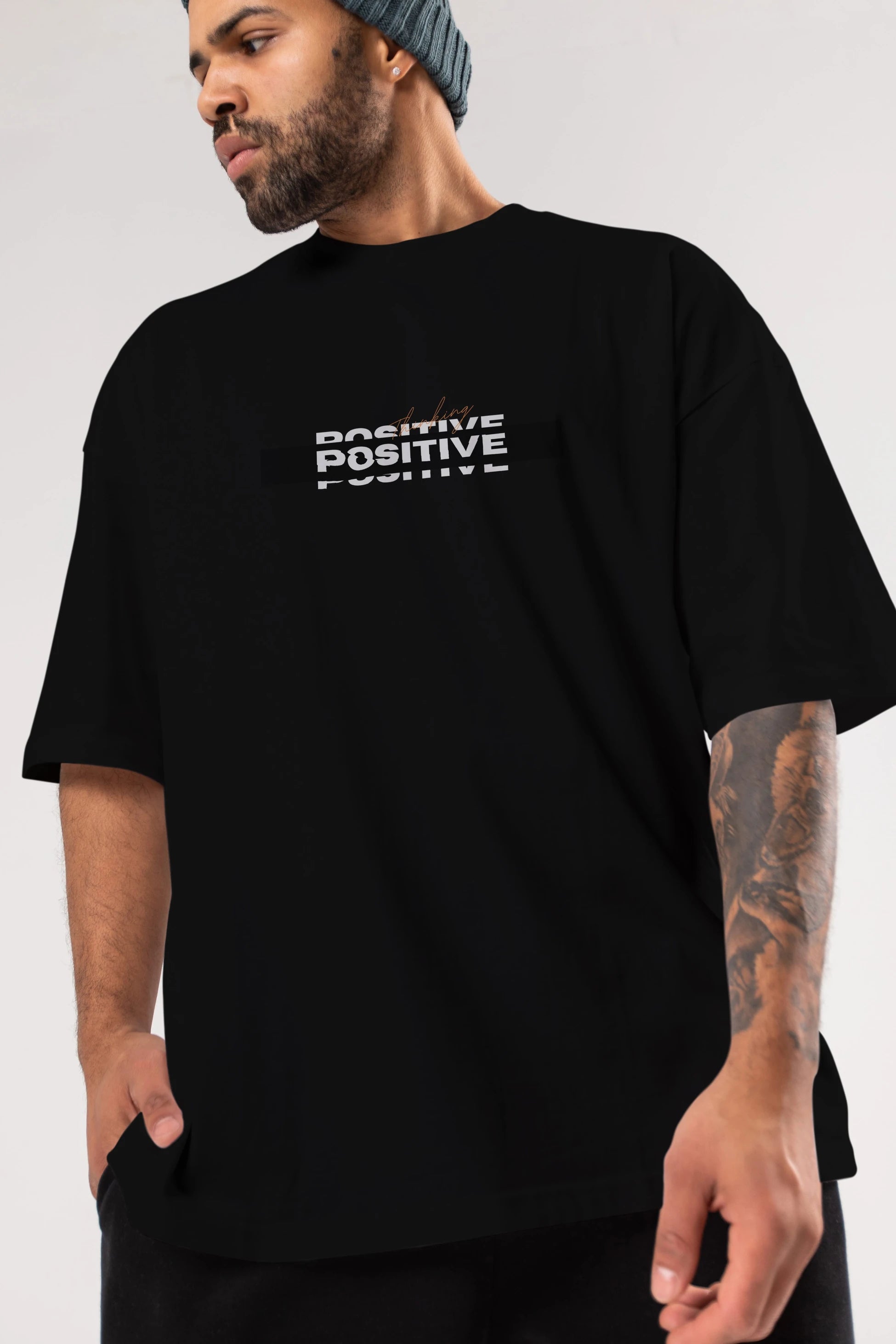 Positive Thinking Ön Baskılı Oversize t-shirt Erkek Kadın Unisex