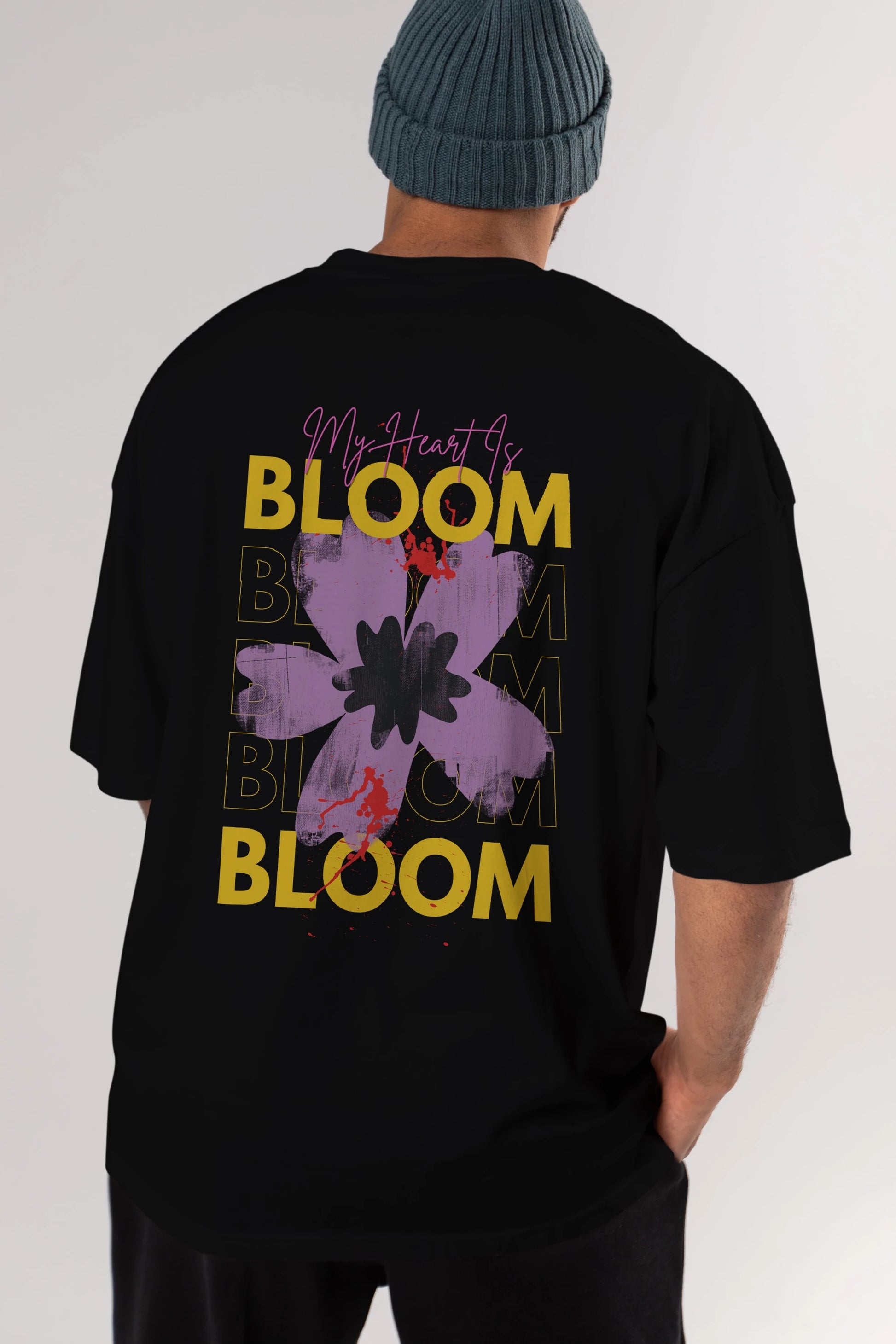 Bloom Yazılı Arka Baskılı Oversize t-shirt Erkek Kadın Unisex