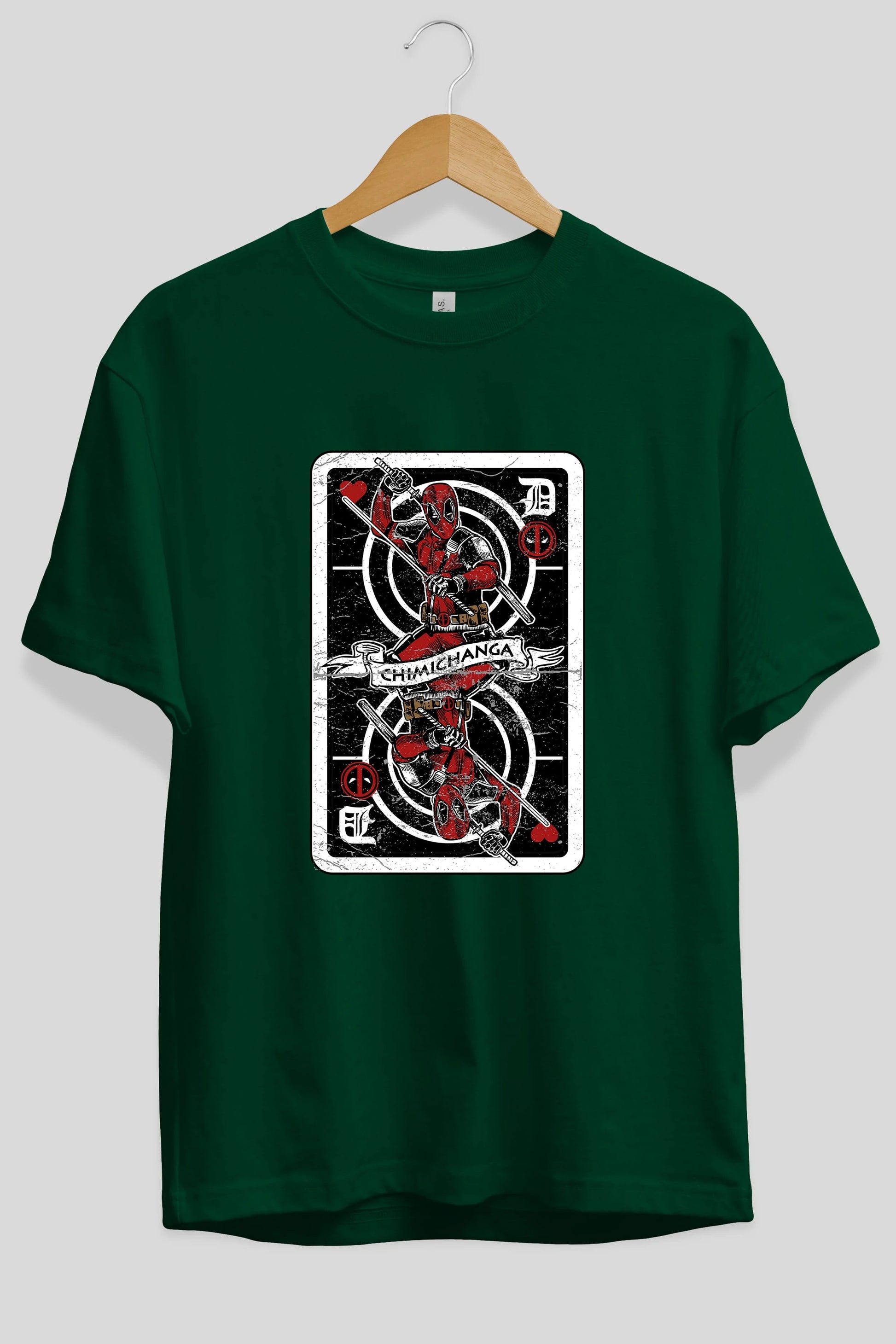 Deadpool Card Ön Baskılı Oversize t-shirt Erkek Kadın Unisex %100 Pamuk tişort