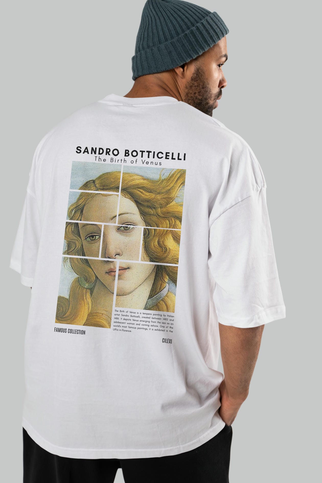 Sandro Botticelli Arka Baskılı Oversize t-shirt Erkek Kadın Bisiklet Yaka Pamuk tişort