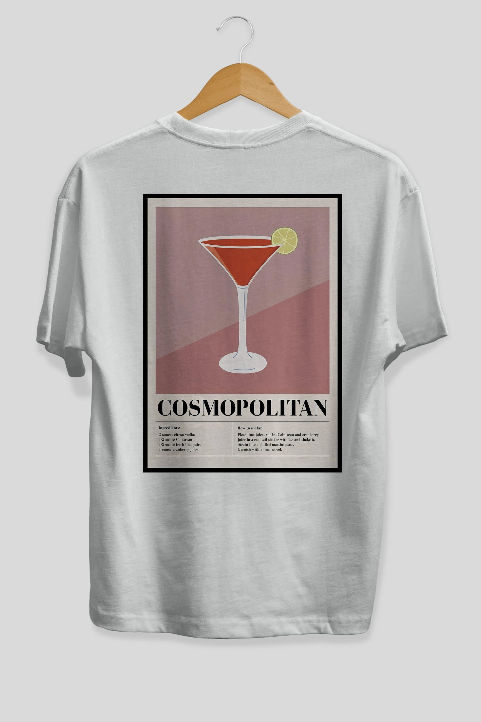 Cosmopolitan 3 Arka Baskılı Oversize t-shirt Erkek Kadın Unisex %100 Pamuk Bisiklet Yaka tişort