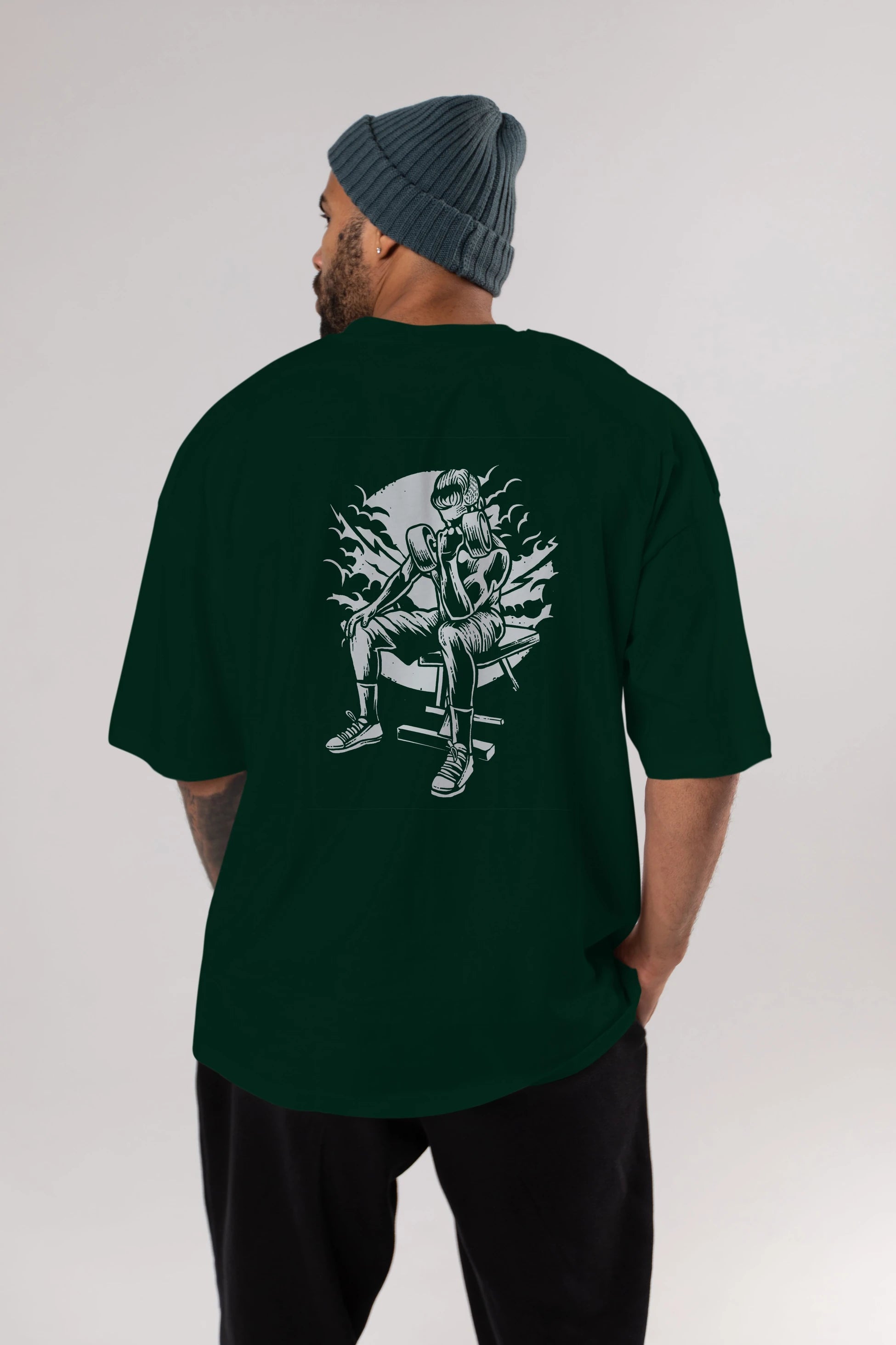 No Pain No Gain Arka Baskılı Oversize t-shirt Erkek Kadın Unisex %100 Pamuk