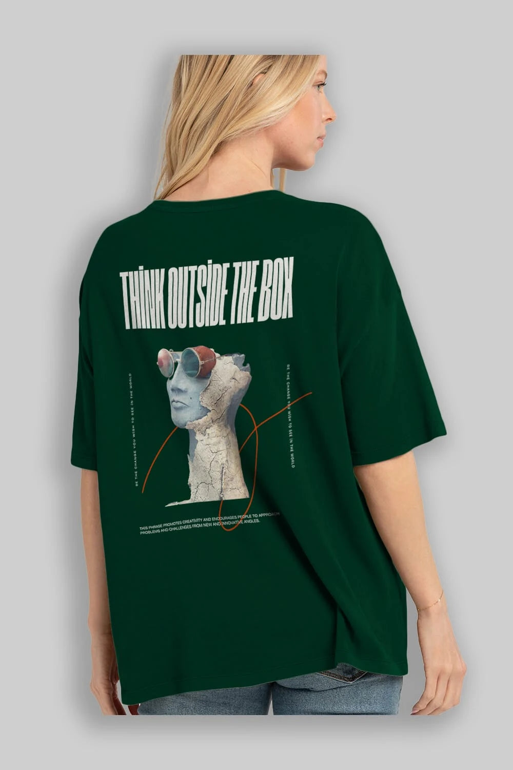 Think Outside The Box Arka Baskılı Oversize t-shirt Erkek Kadın Unisex