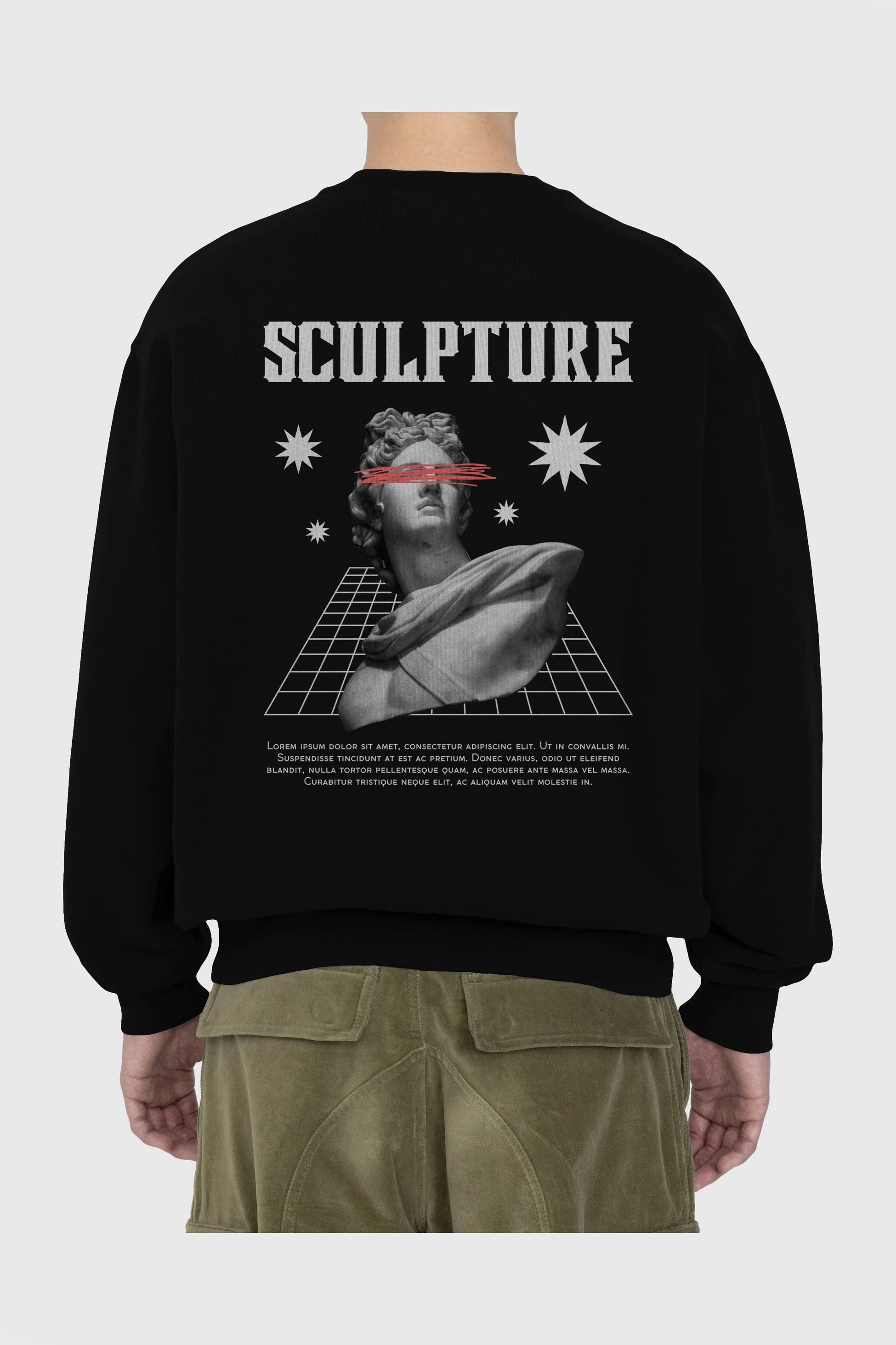 Sculpture Yazılı Arka Baskılı Oversize Sweatshirt Erkek Kadın Unisex