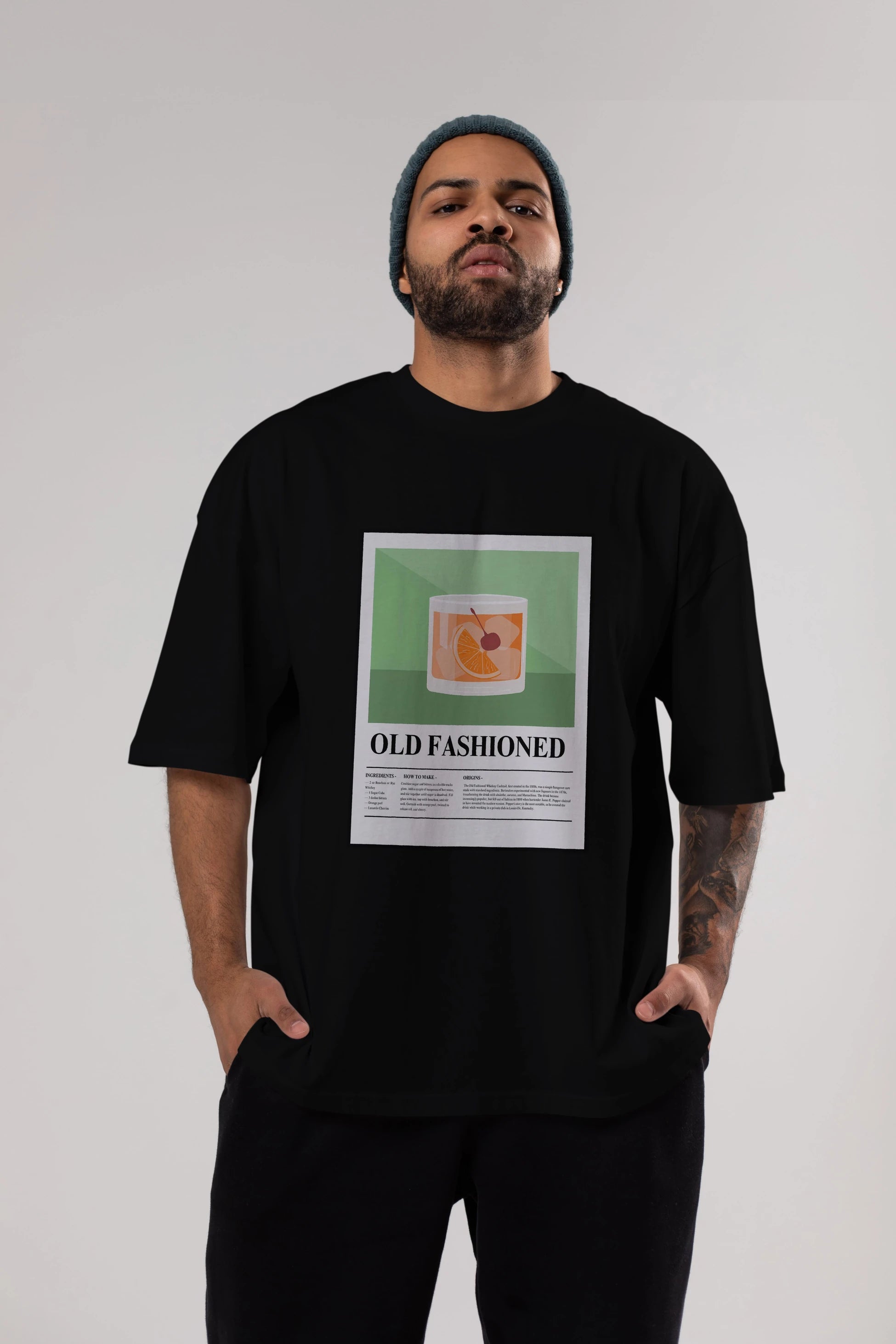 Old Fashioned Ön Baskılı Oversize t-shirt Erkek Kadın Unisex %100 Pamuk Bisiklet Yaka tişort