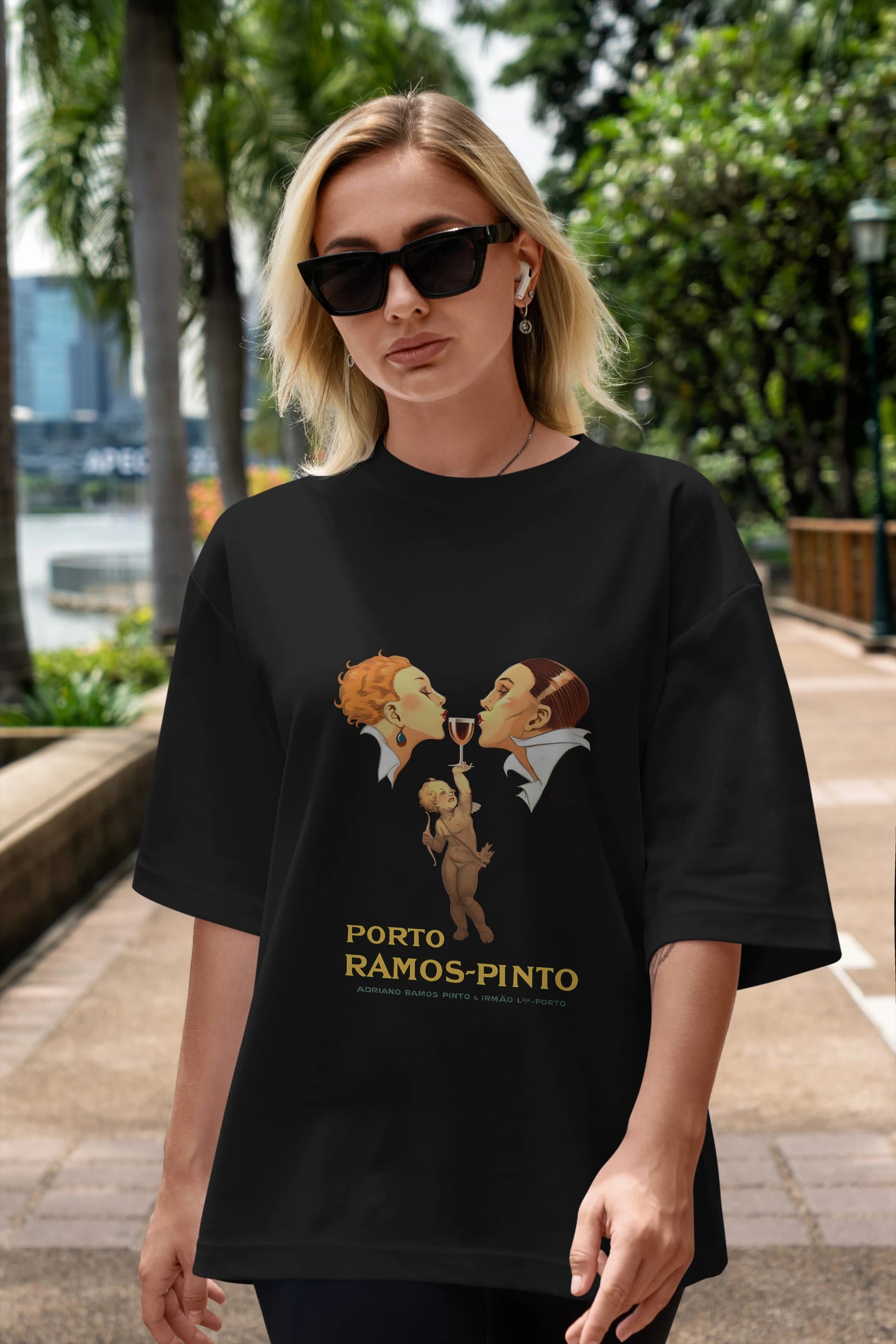 Porto Ramos Pinto Ön Baskılı Oversize t-shirt Erkek Kadın Unisex %100 Pamuk Bisiklet Yaka tişort