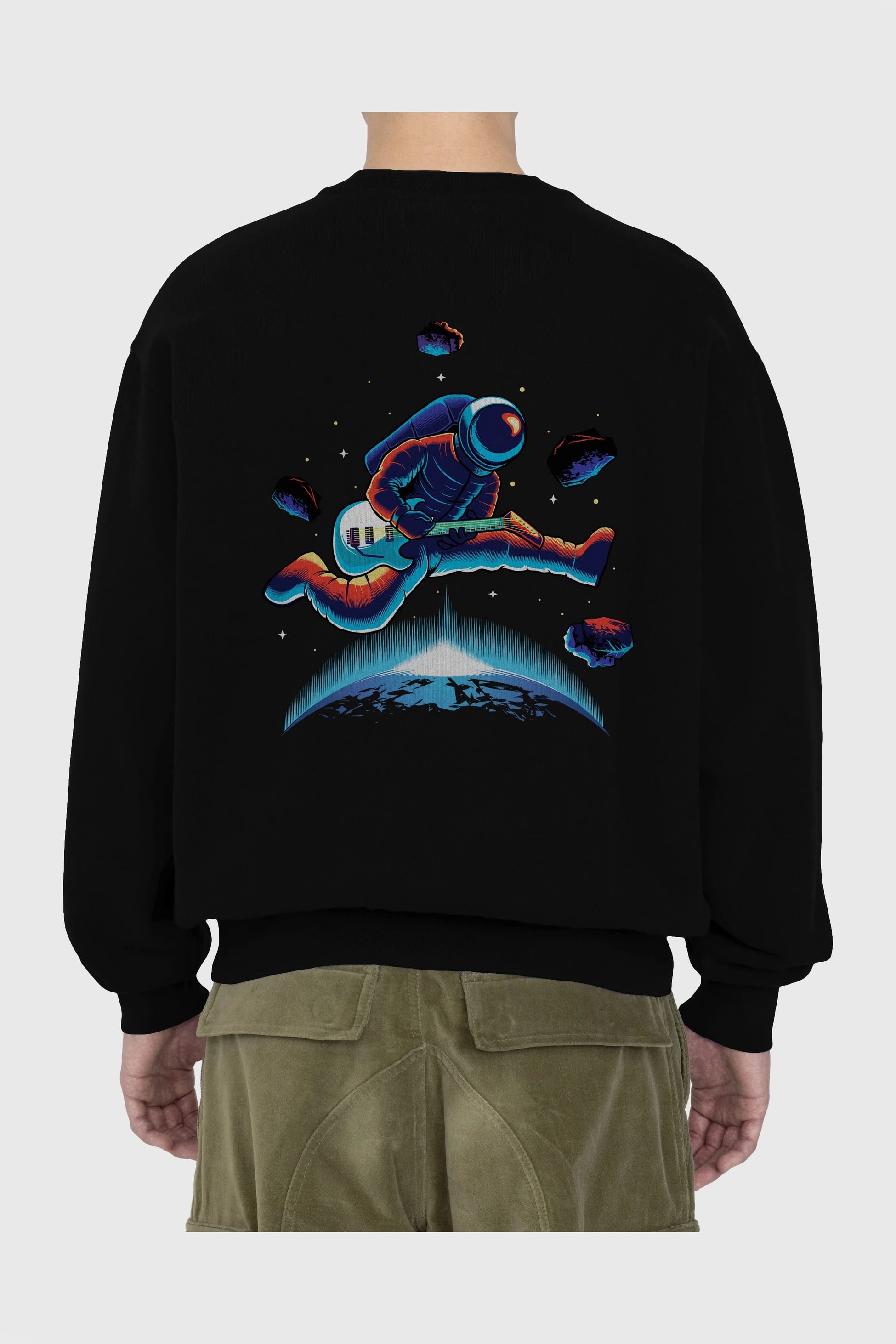 Astroguitar Arka Baskılı Oversize Sweatshirt Erkek Kadın Unisex