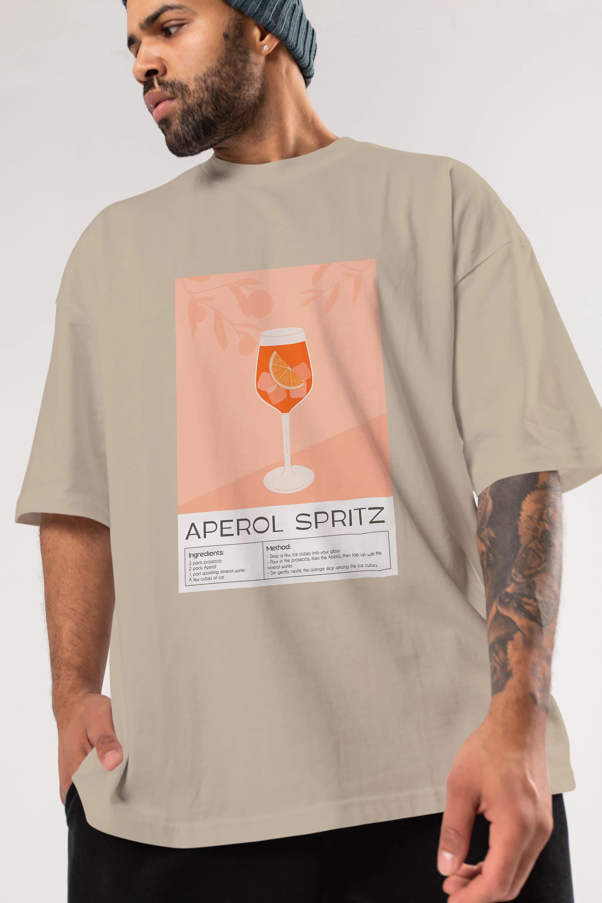 Aperol Spritz 7 Ön Baskılı Oversize t-shirt Erkek Kadın Unisex %100 Pamuk Bisiklet Yaka tişort