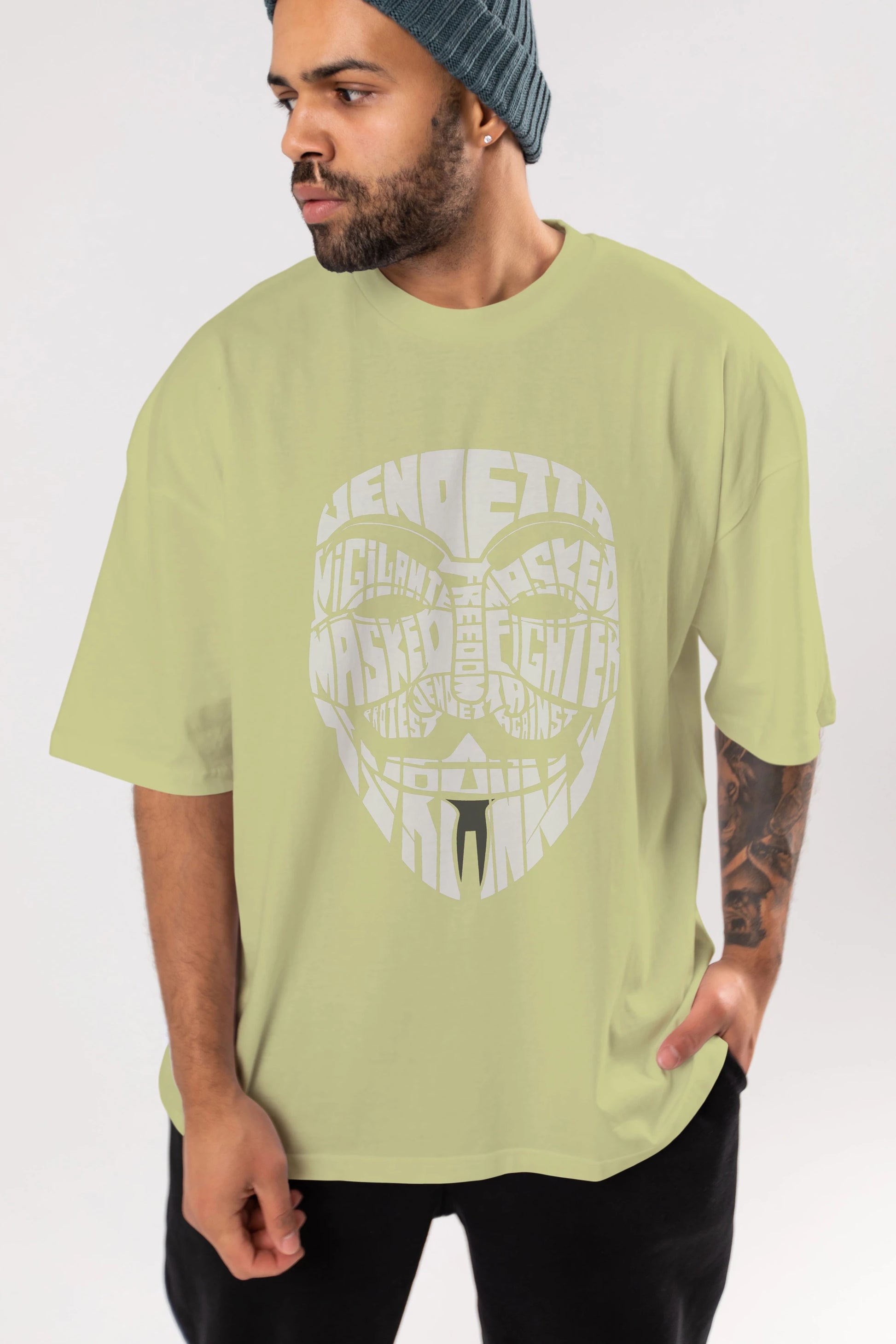 Vendetta Ön Baskılı Oversize t-shirt %100 pamuk Erkek Kadın Unisex