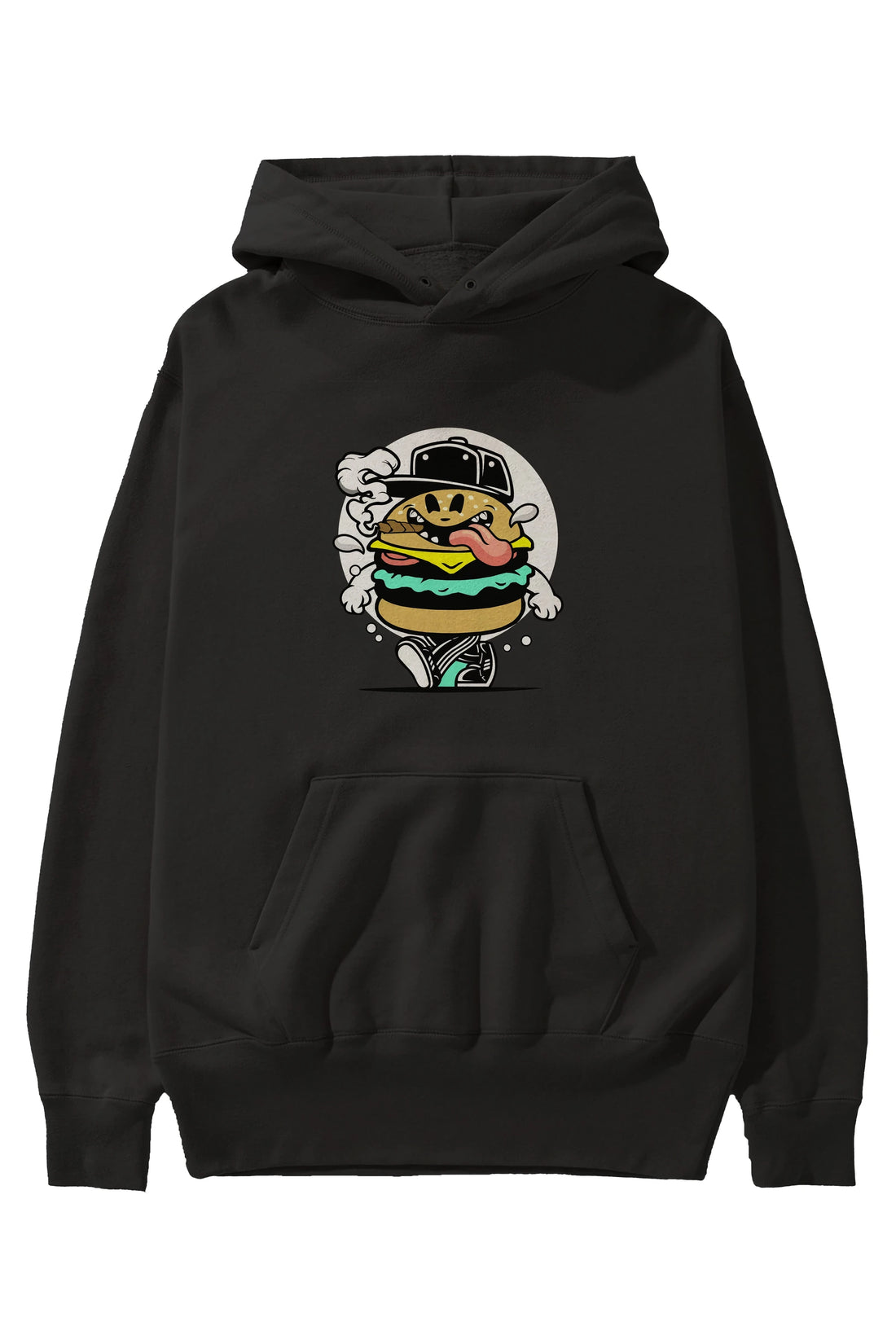 Burger Guy Ön Baskılı Hoodie Oversize Kapüşonlu Sweatshirt Erkek Kadın Unisex