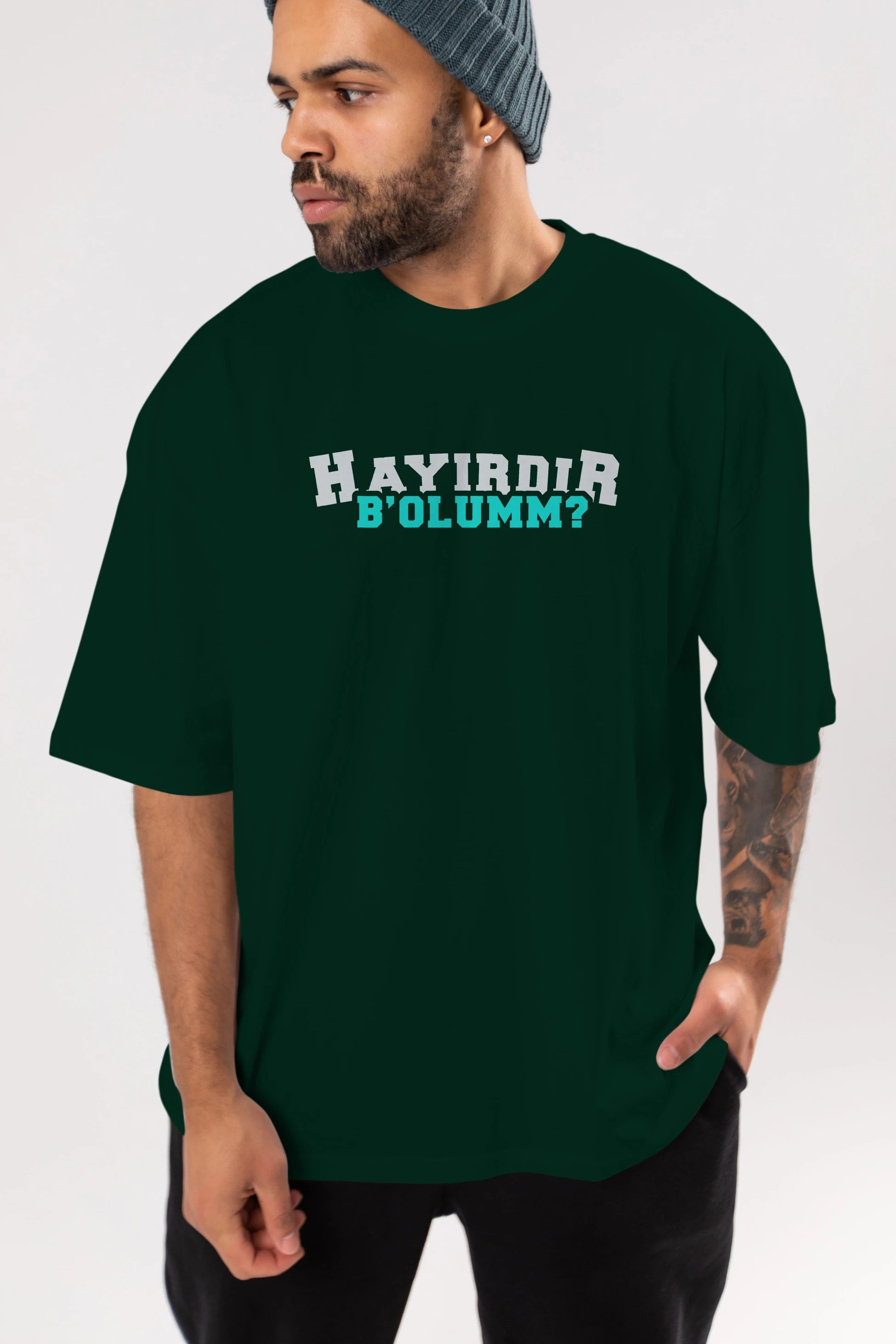 Hayırdır Bolum Ön Baskılı Oversize t-shirt %100 pamuk Erkek Kadın Unisex