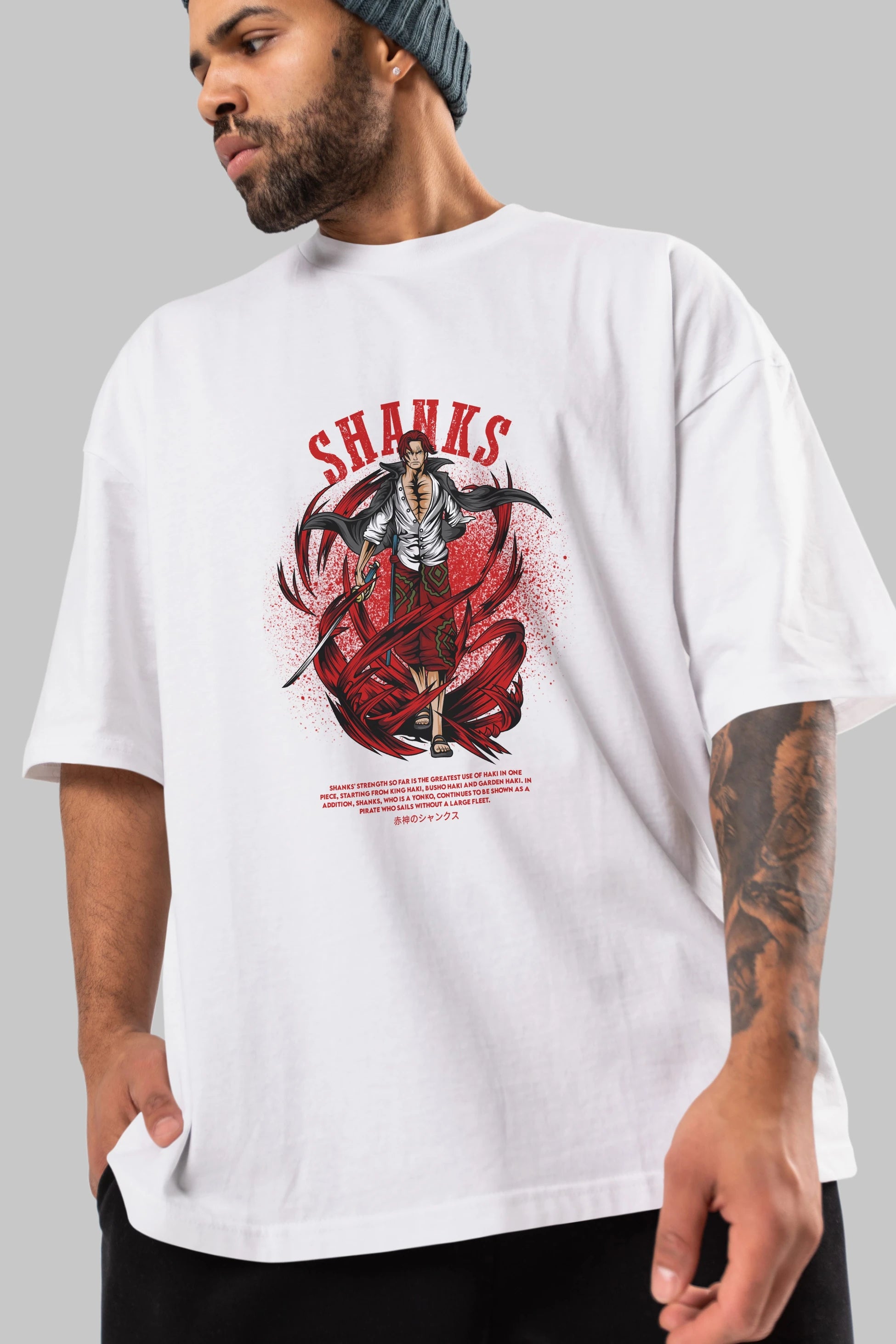 Shanks Anime Ön Baskılı Oversize t-shirt %100 pamuk Erkek Kadın Unisex