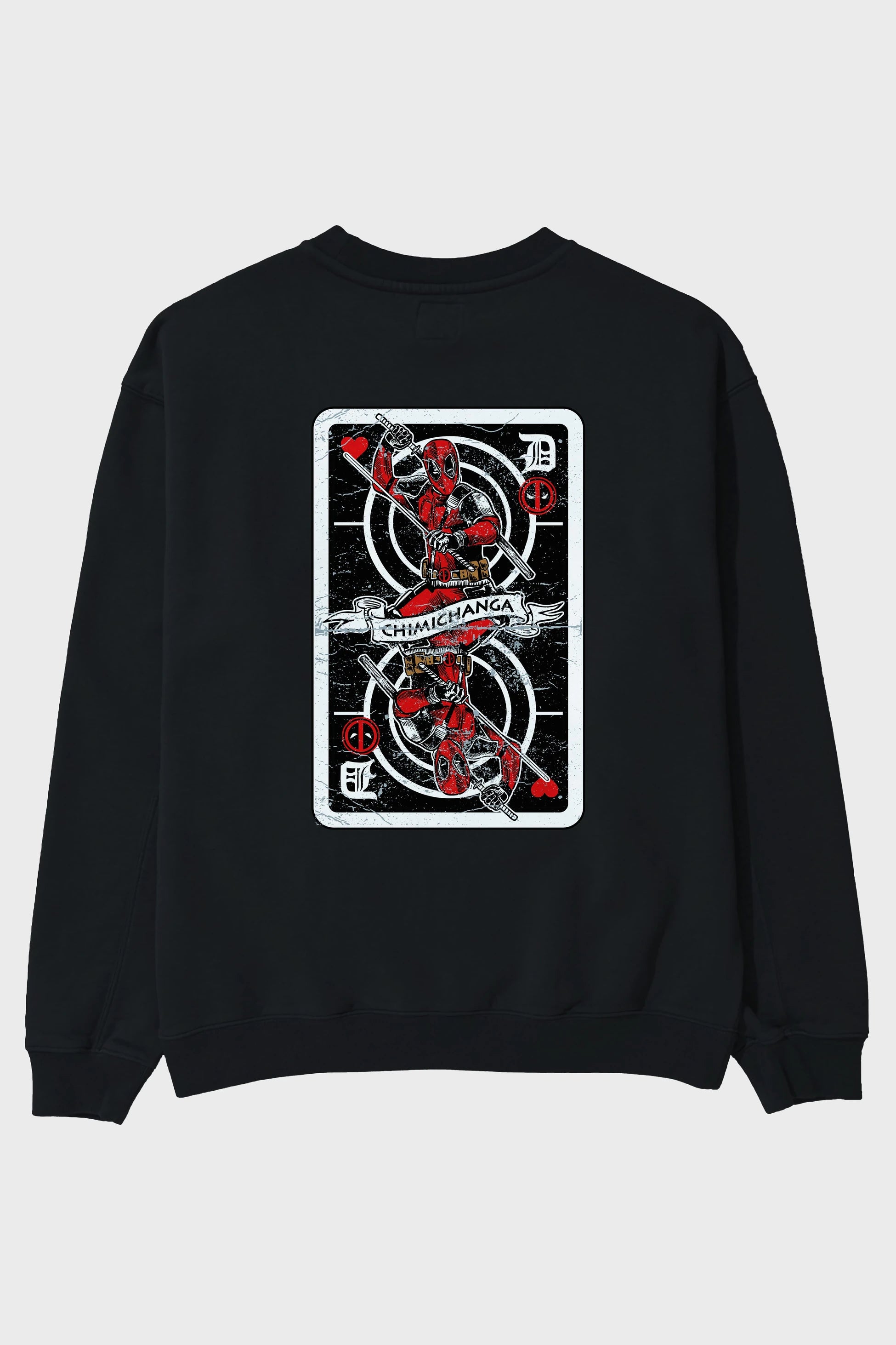 Deadpool Card Arka Baskılı Oversize Sweatshirt Erkek Kadın Unisex