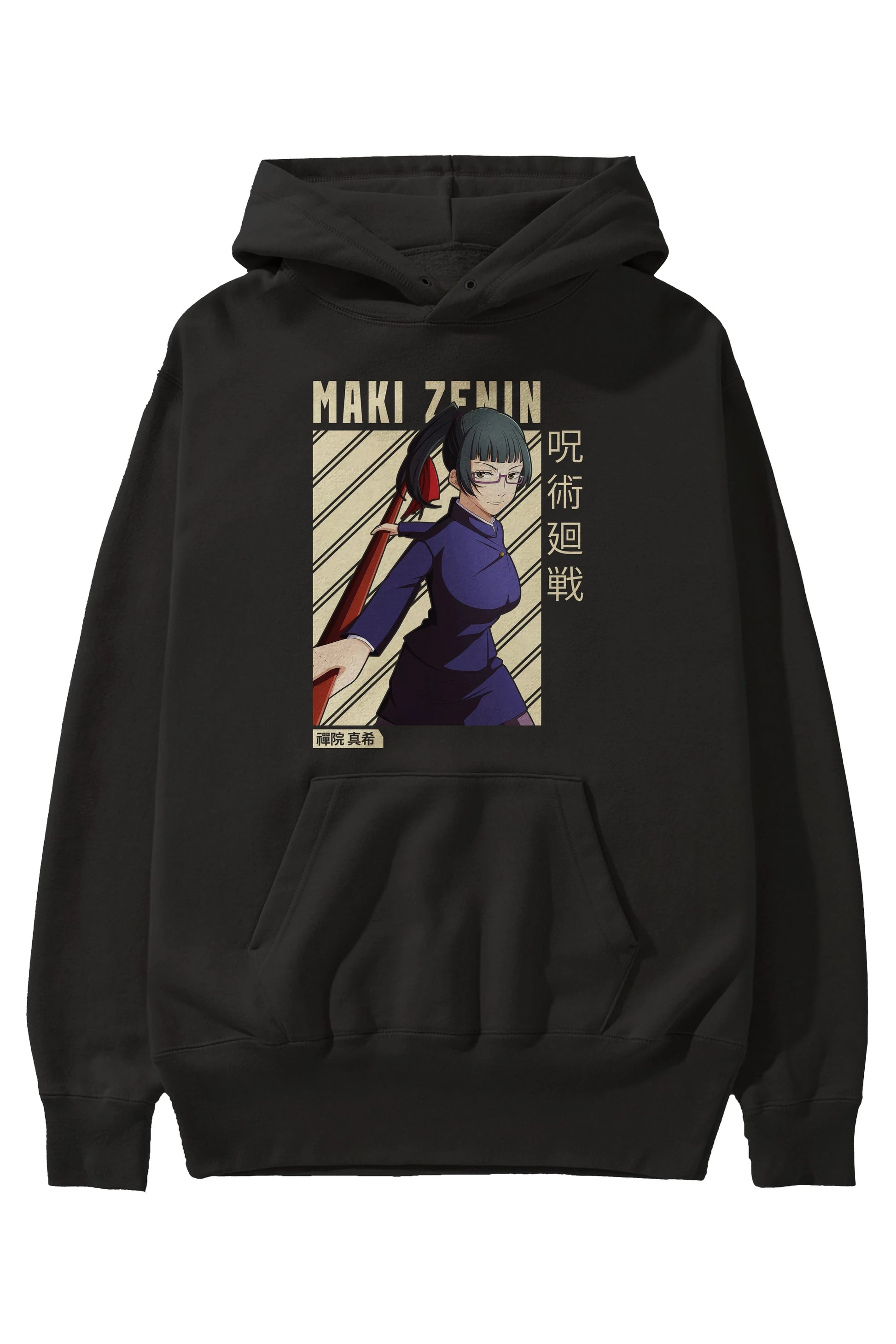 Maki Zenin CHAİNSAWMAN Anime Ön Baskılı Hoodie Oversize Kapüşonlu Sweatshirt Erkek Kadın Unisex